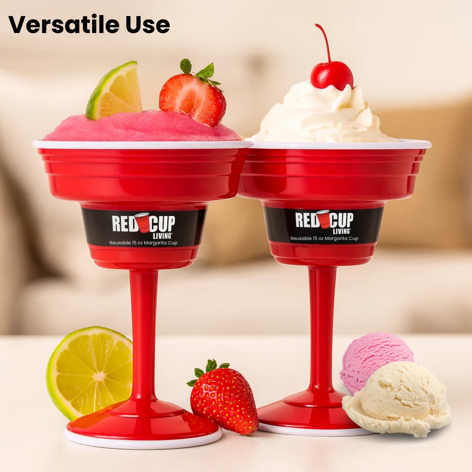 Reusable Red Plastic Margarita Glass with Stem, 15oz, Sturdy Drinking Glasses | eBay