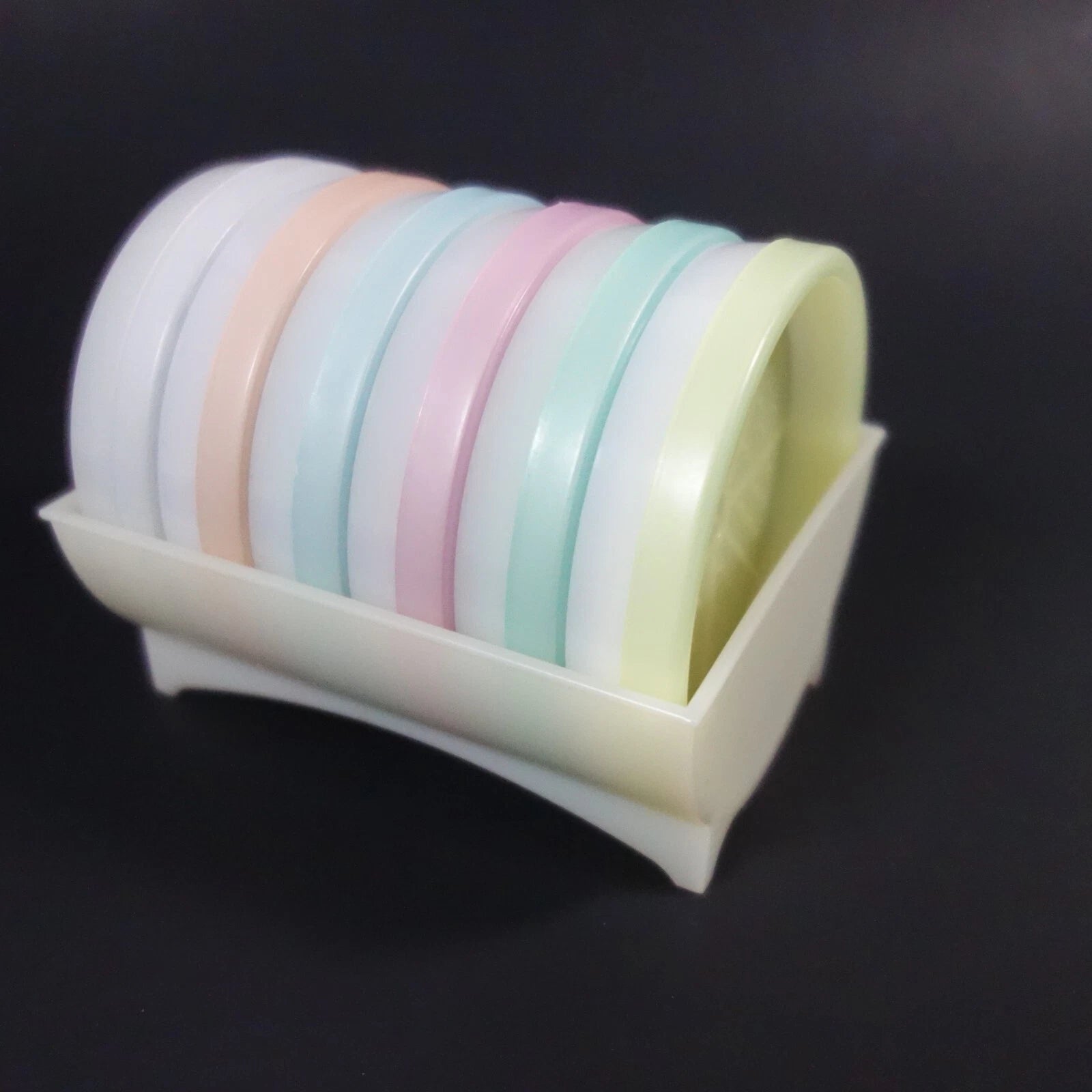 Tupperware Wagon Wheel Coasters 567 Caddy Rack Holder Foam Set of 6 Vintage | eBay
