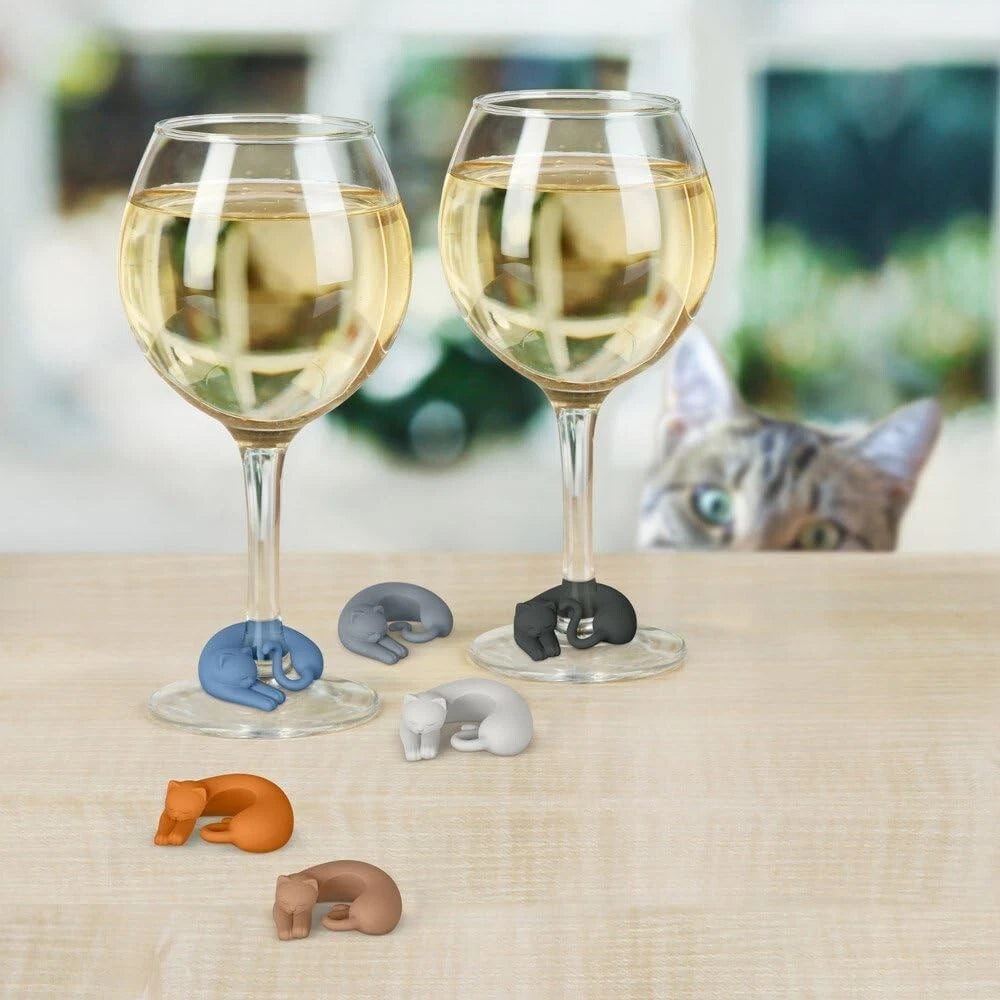 Colorful BPA-Free Cat Wine Charms - Perfect Gift for Cat Lovers - Set of 6 | eBay