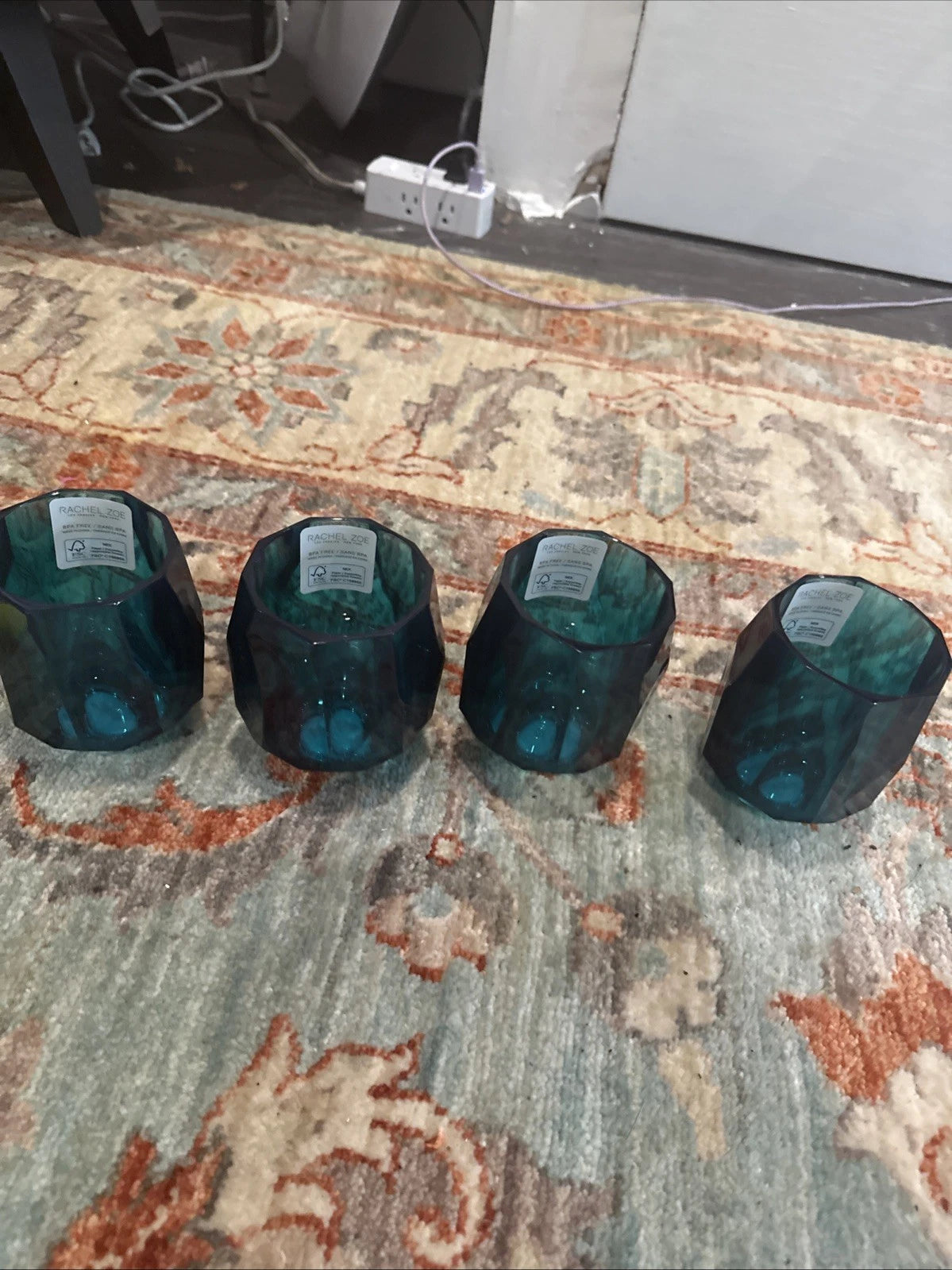 New RACHEL ZOE x4 Green Blue Acrylic Crystal Tumbler Drink Glasses 6oz | eBay