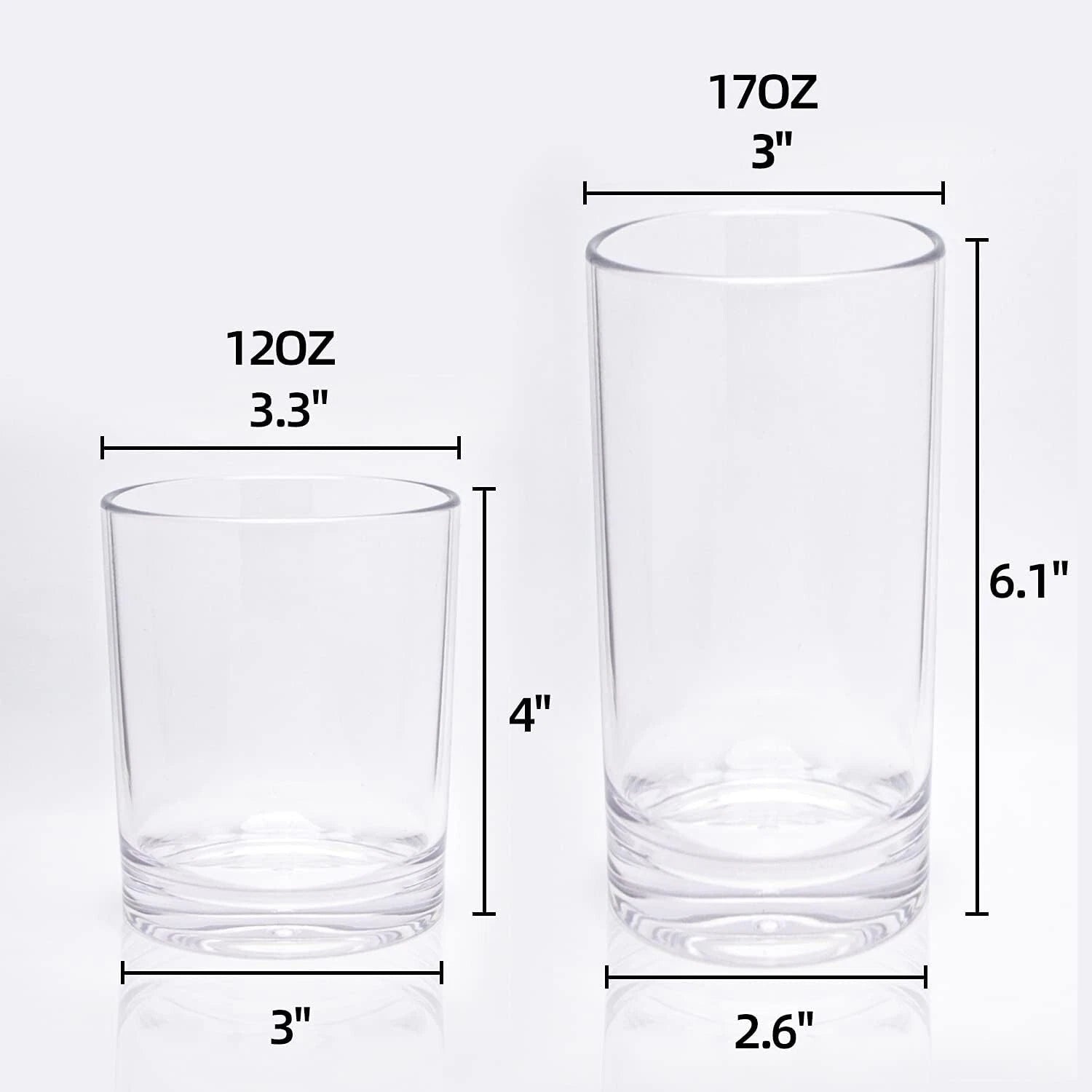 Set of 12 Reusable Shatterproof Drinking Glasses - BPA Free Acrylic Tumblers | eBay