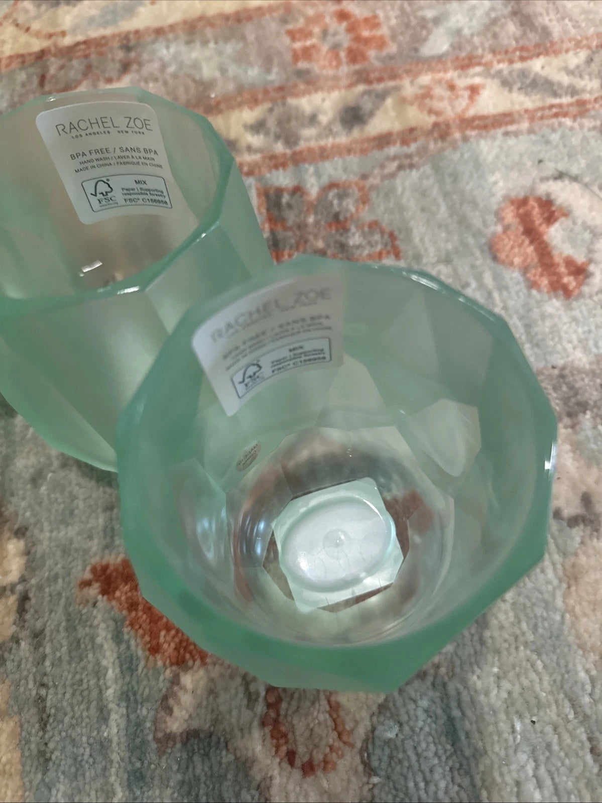 New RACHEL ZOE x6 Frosted Clear Acrylic Drink Glasses Lime Light Green | eBay