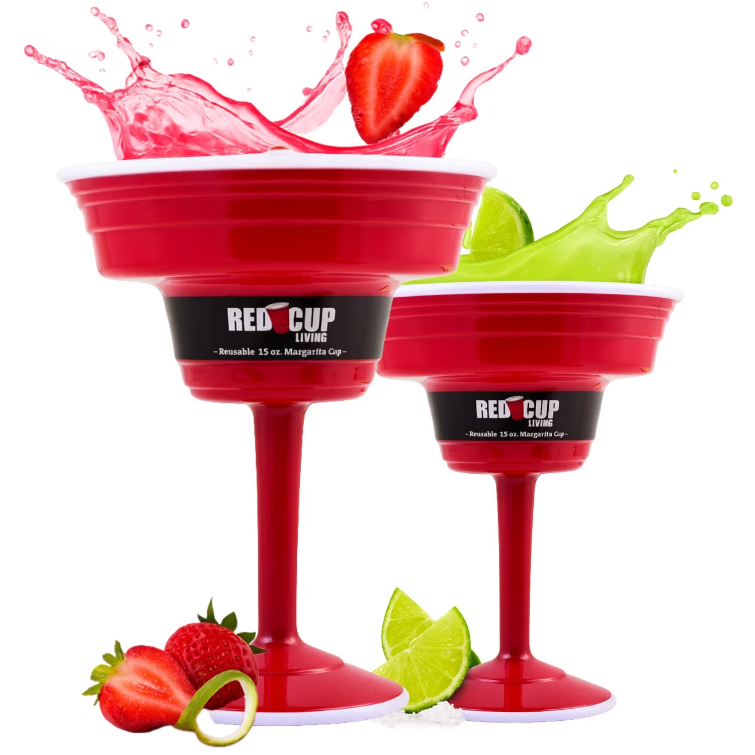 Reusable Red Plastic Margarita Glass with Stem, 15oz, Sturdy Drinking Glasses | eBay