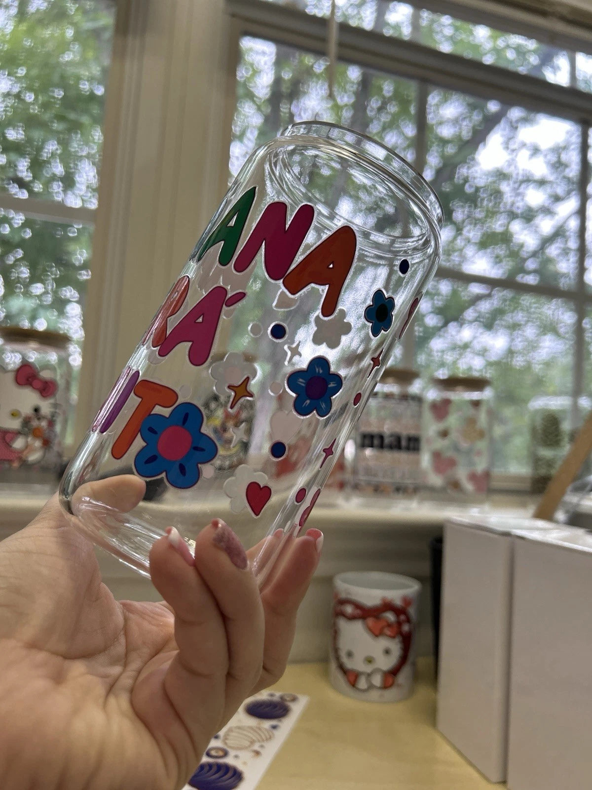 Mañana Sera Bonito 16oz Glass Can, Tumbler, Karol G, Bamboo lid and straw | eBay