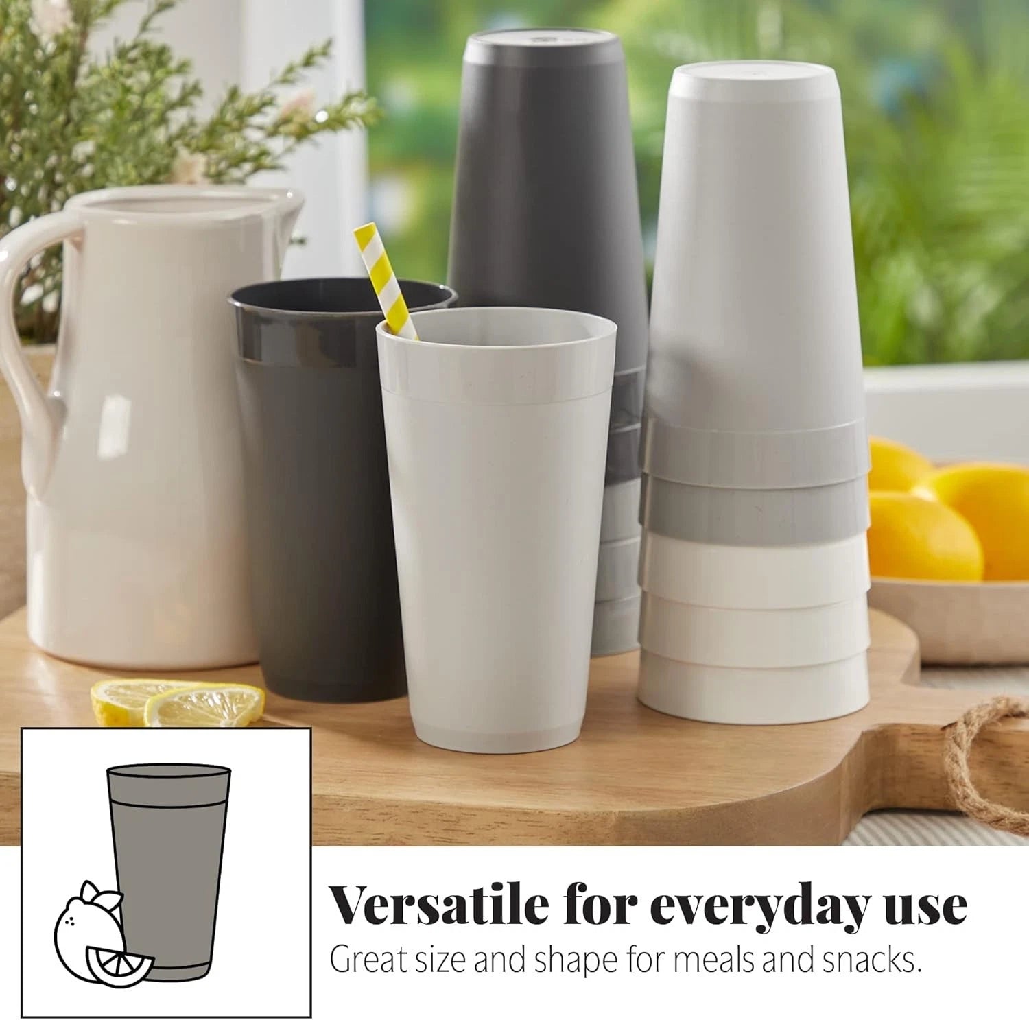 Shatterproof and Dishwasher Safe 20oz Tumblers - Set of 12 Grey Stone Cups | eBay