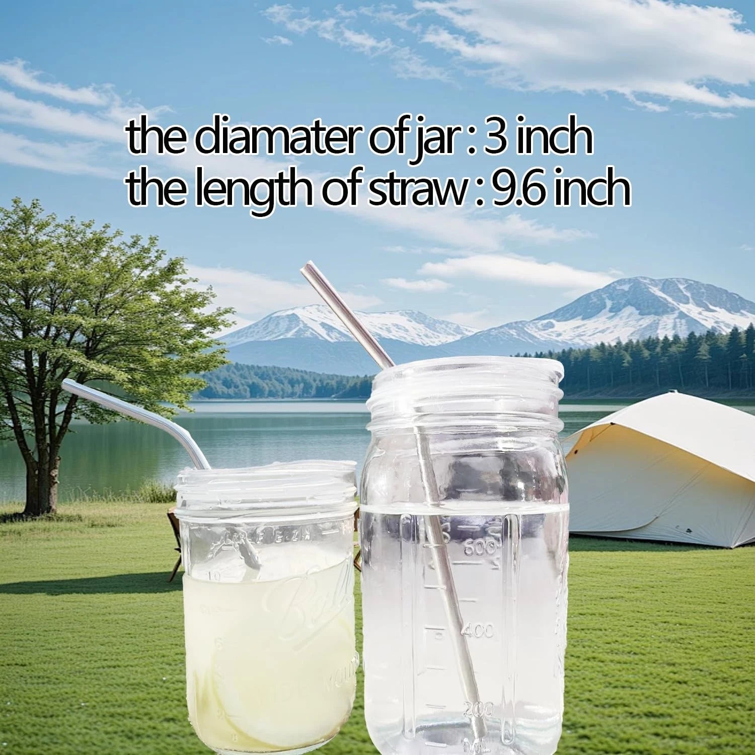 6 Pack 3-inch Wide Mouth Mason Jar Lids with Stainless Steel Straw, Compatibl... | eBay