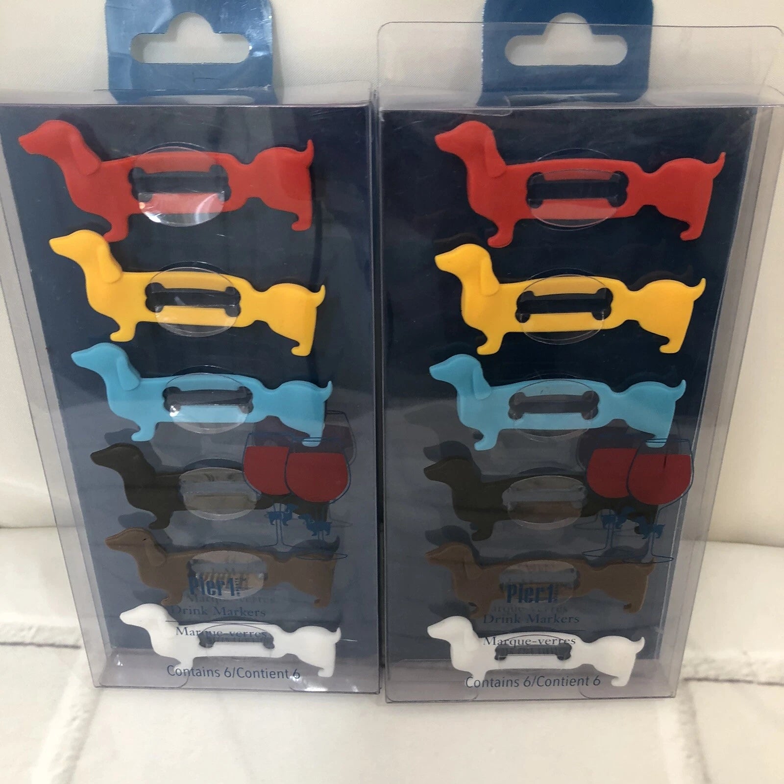 Pier 1 Drink Markers 2 Sets Of Dachshund Weiner Dog Glass Charms | eBay