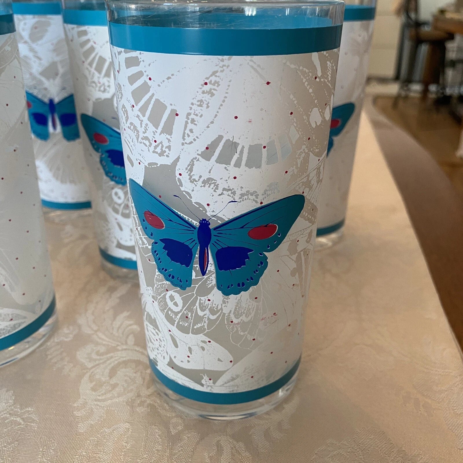 Stotter Company Plastic Tumblers Cups Set 5 Moth Butterflies MCM Retro 1970s | eBay