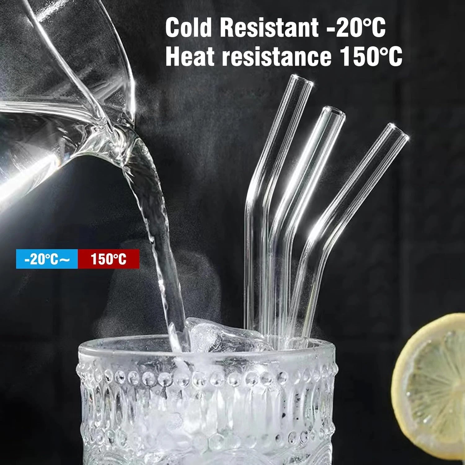 Glass Straws 6 Pack, Reusable Clear Drinking Straws-6 Bent Straws with 1 Clean B | eBay