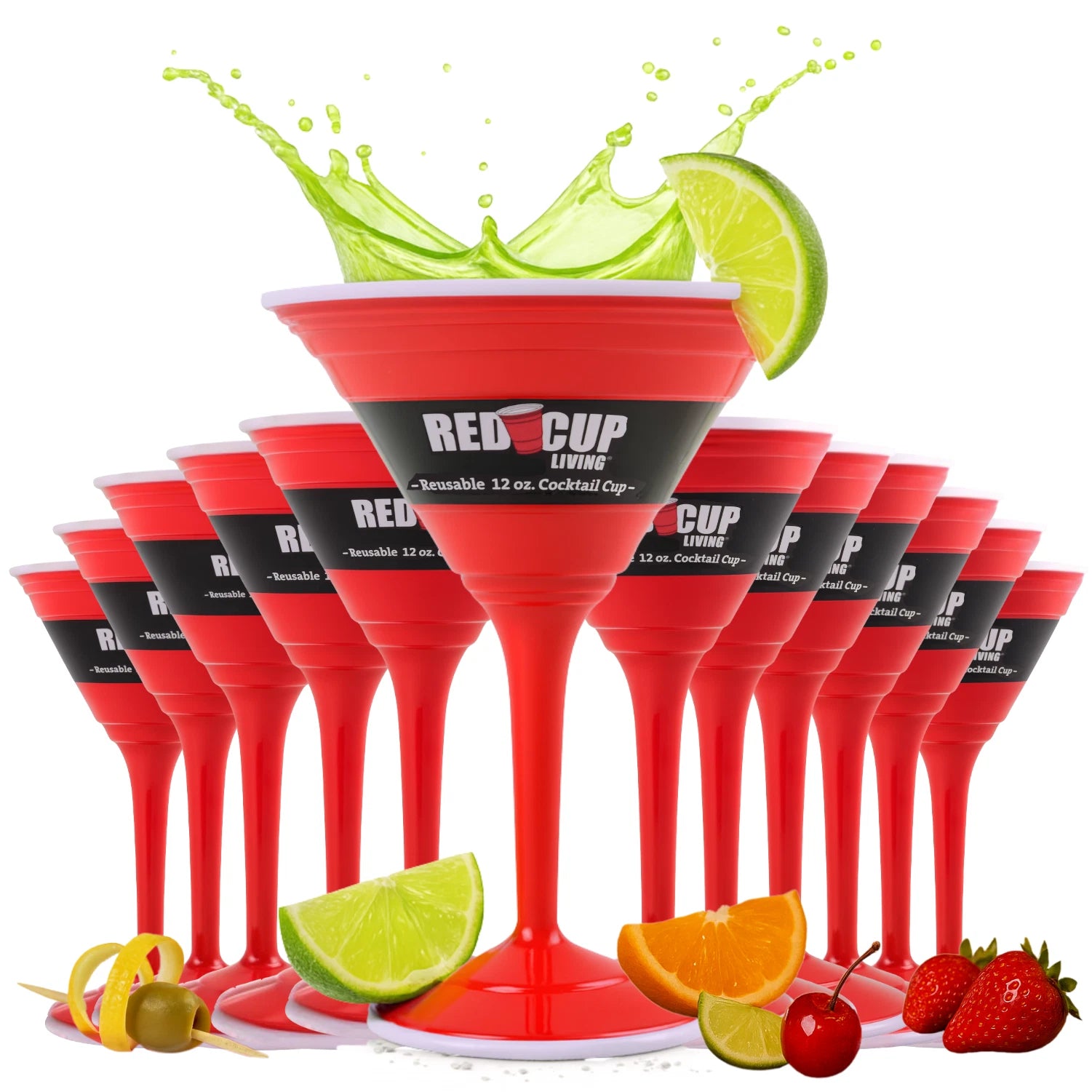 Reusable Red Plastic Cocktail Glasses with Stem, 12oz, Drinking Glasses | eBay