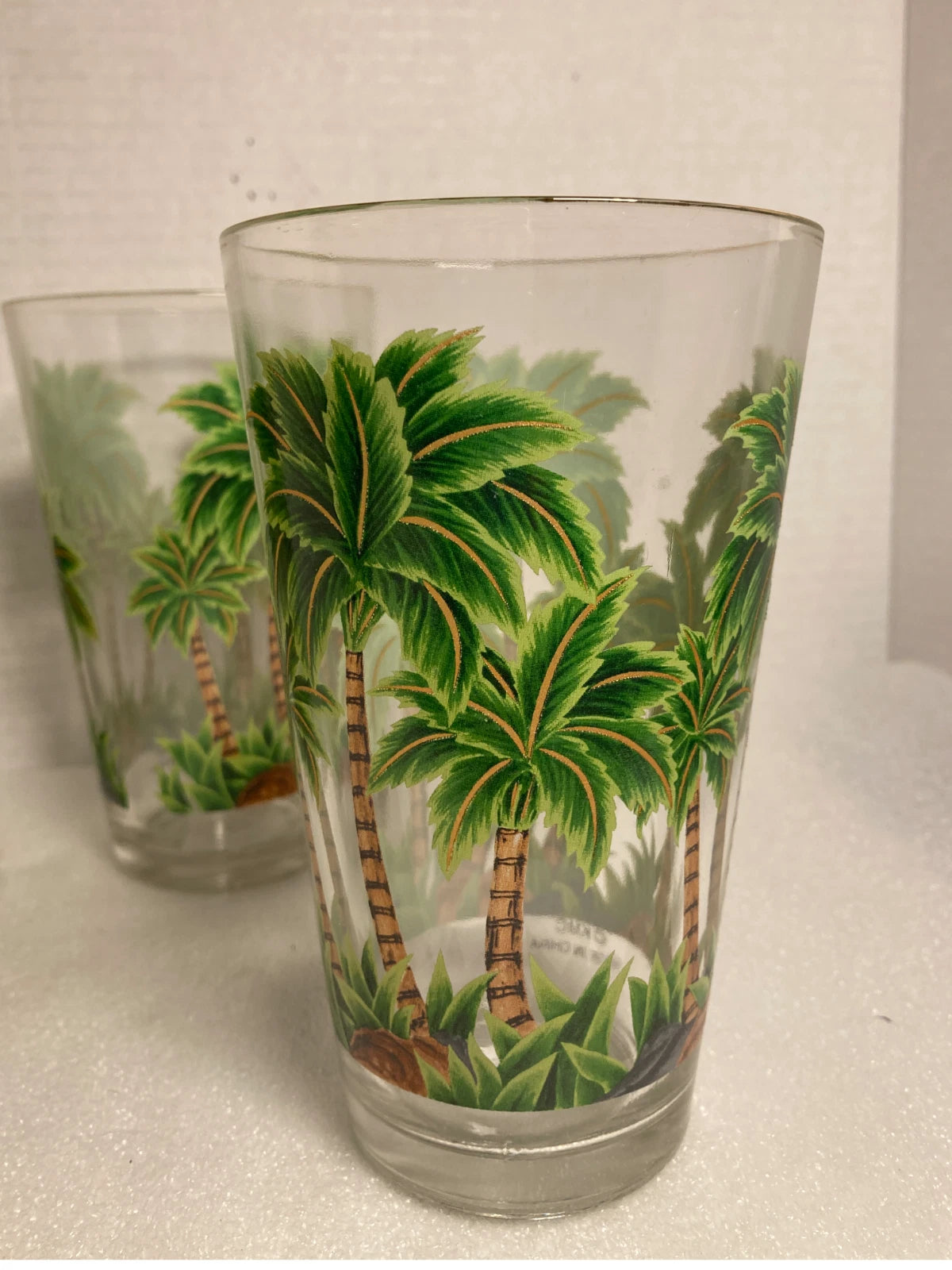 Six Tumbler Clear Glass with Palm Trees Design Acrylic 5.7" tall Set of 6 bundle | eBay
