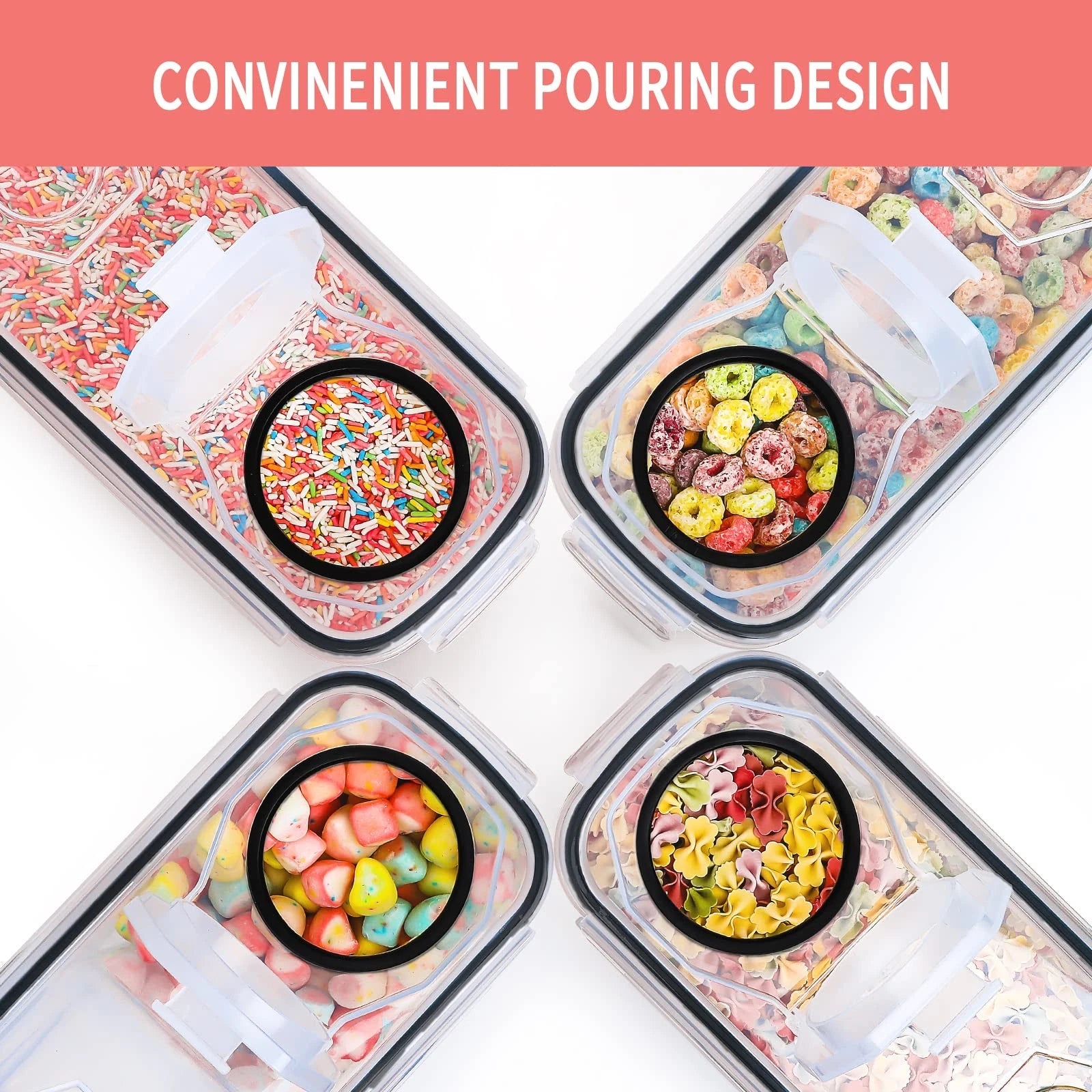 PRAKI Large Dry Food Storage Containers with Lids, 6PCS Airtight Cereal Conta... | eBay