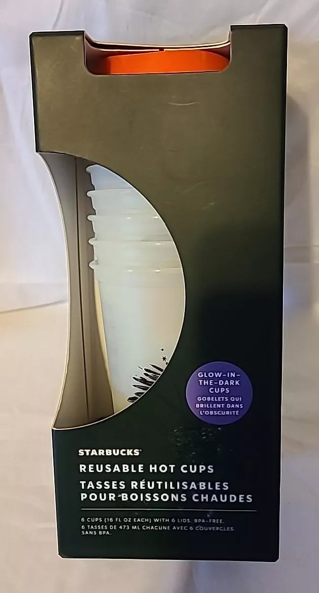 Starbucks Halloween 2022 Glow in the Dark Reusable Hot Cups - 16 oz - 6 Pack | eBay