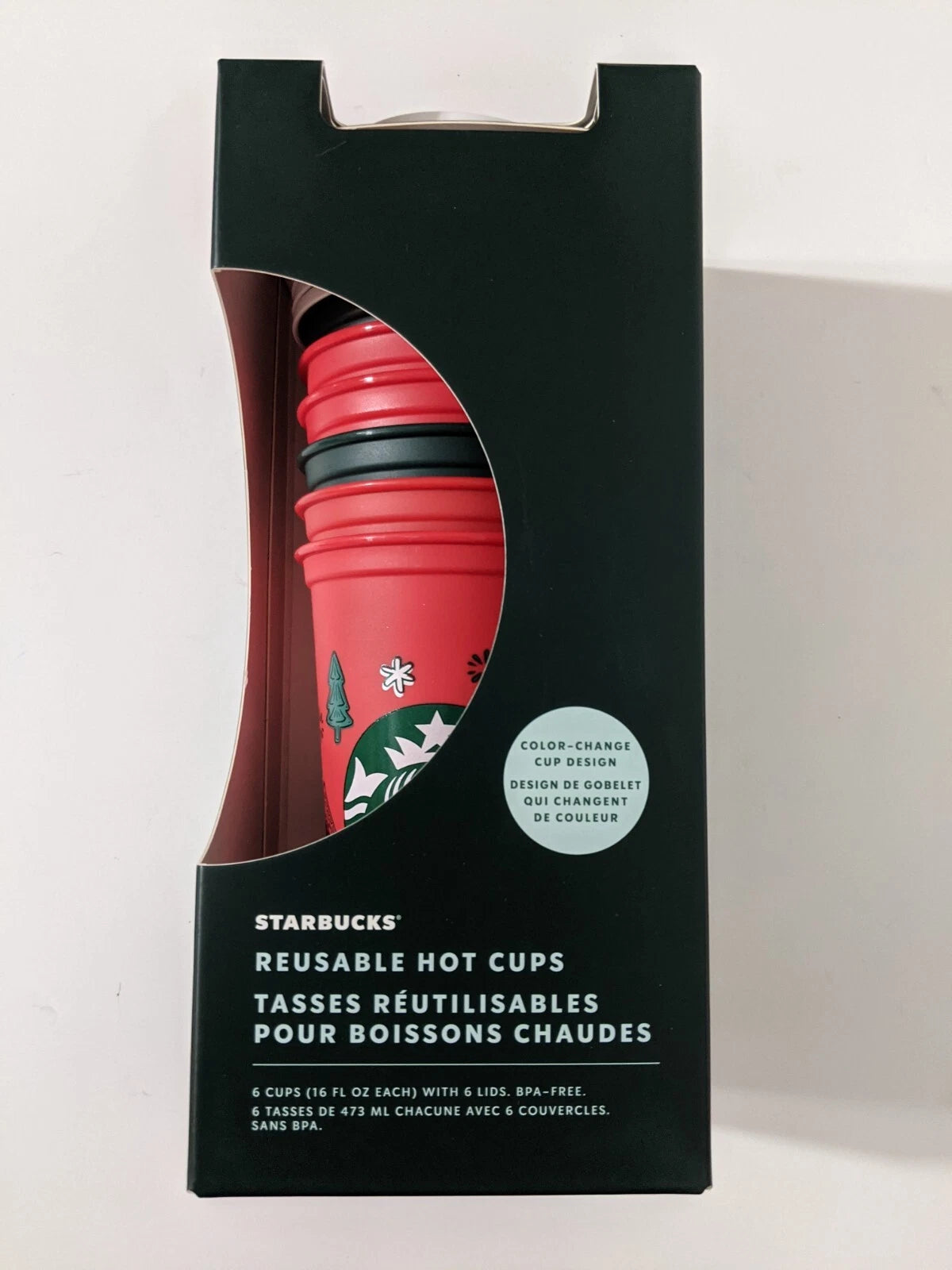 2022 Holiday Starbucks 6 Reusable 16oz Hot Cups w/ Lids Christmas | eBay
