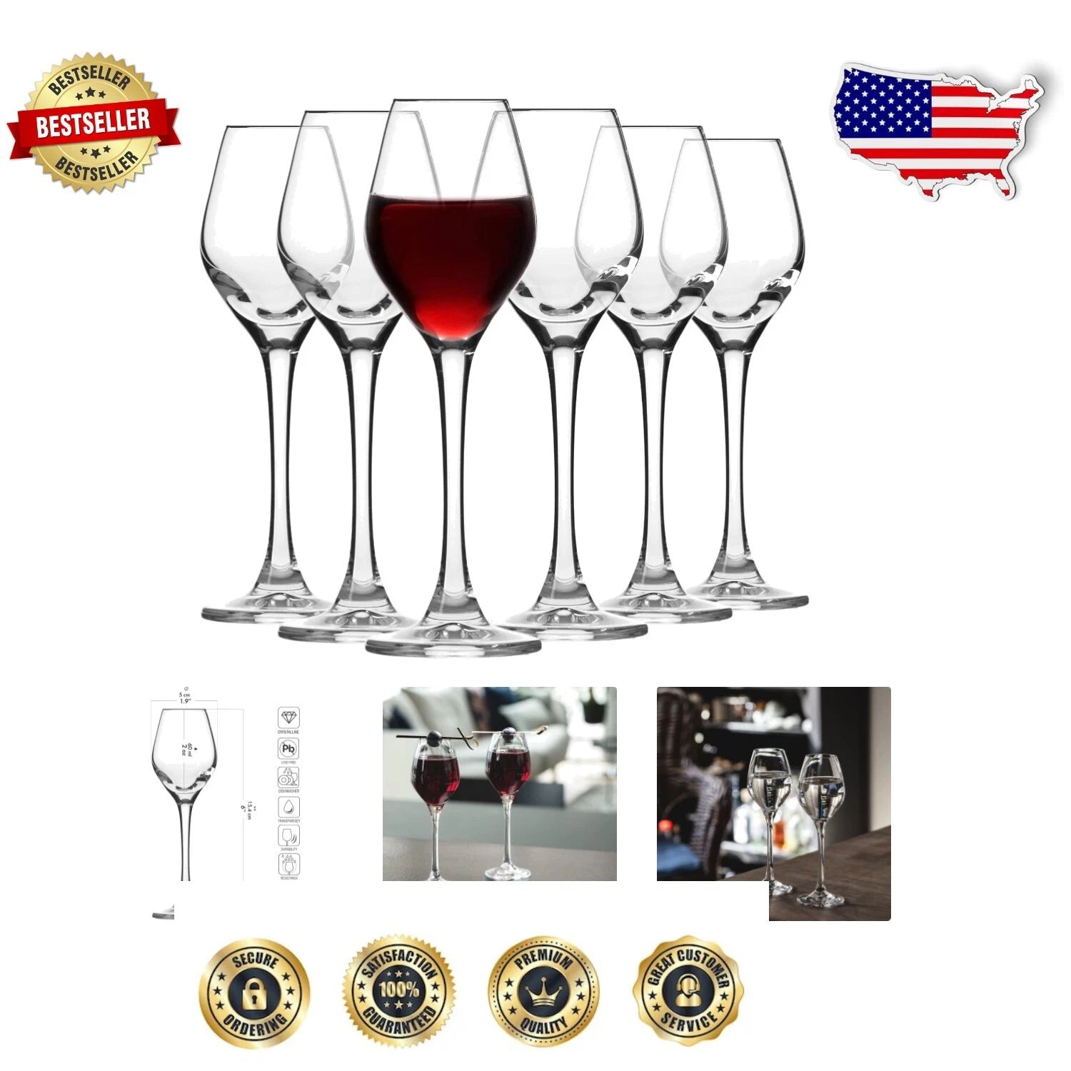 Splendour Collection: 6 Stemmed Liqueur Glasses for Tasting - | eBay