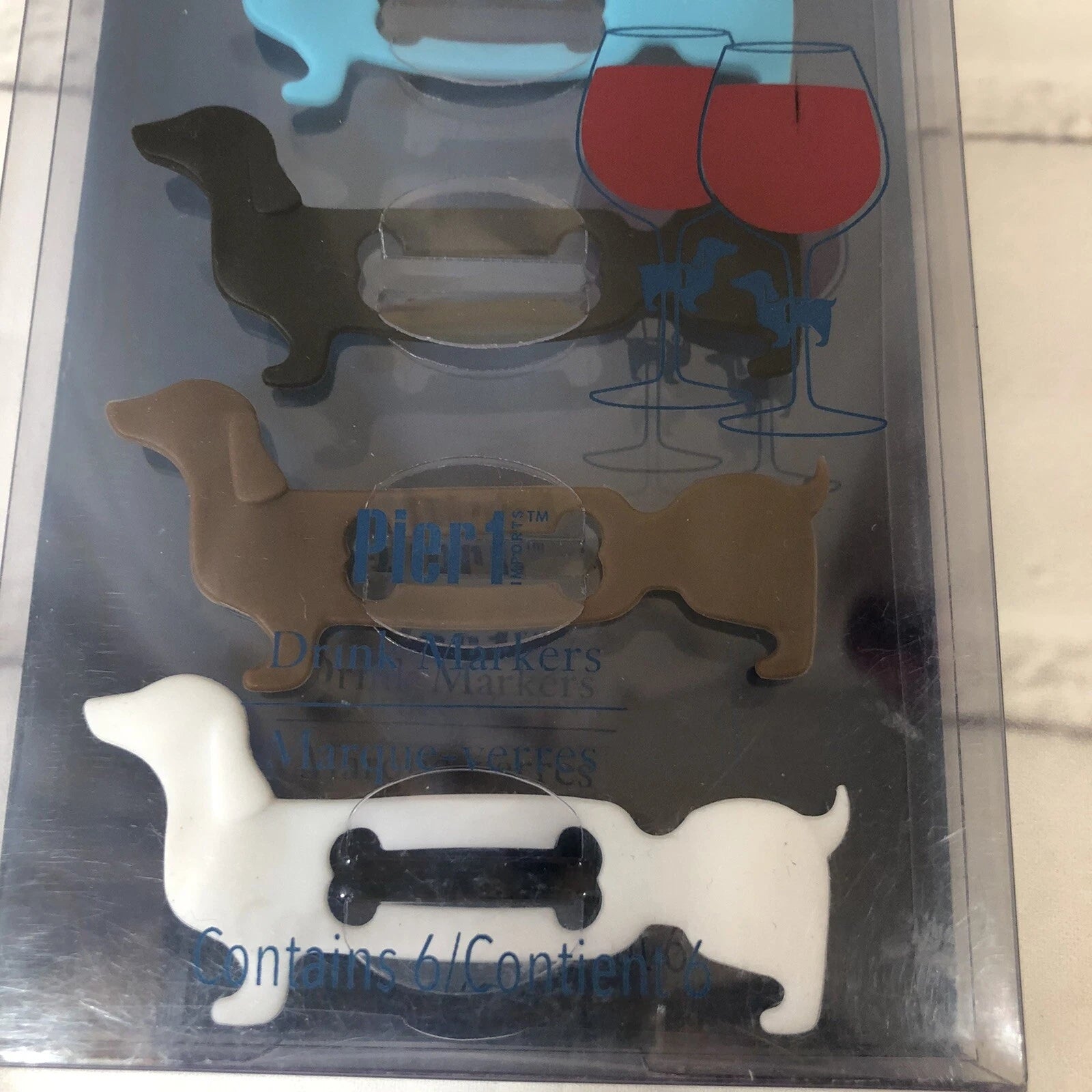 Pier 1 Drink Markers 2 Sets Of Dachshund Weiner Dog Glass Charms | eBay