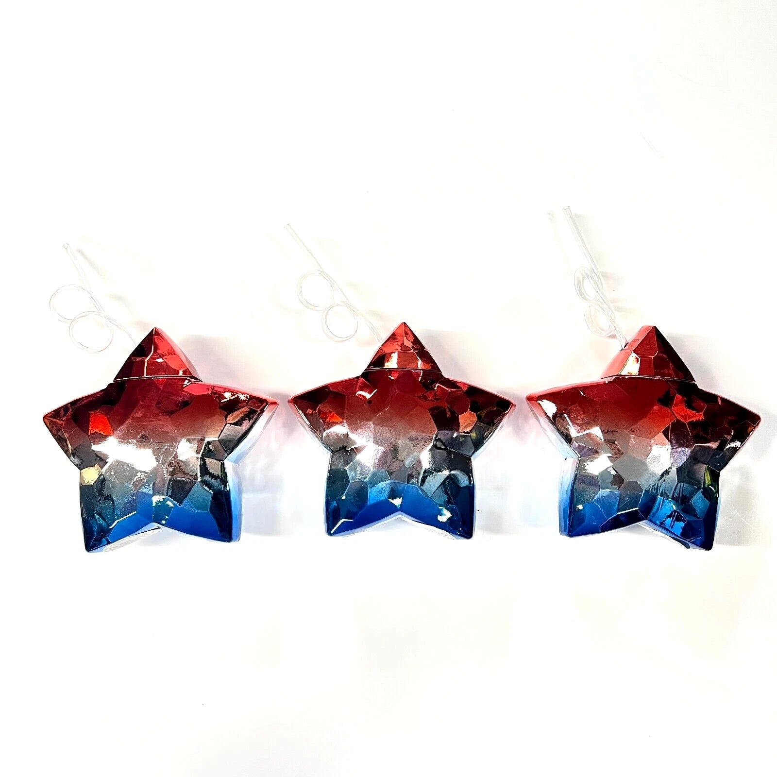 3 Pack Star Drink Tumbler Cup Straw 18.6 fl oz Beverage Red White Blue Patriotic | eBay