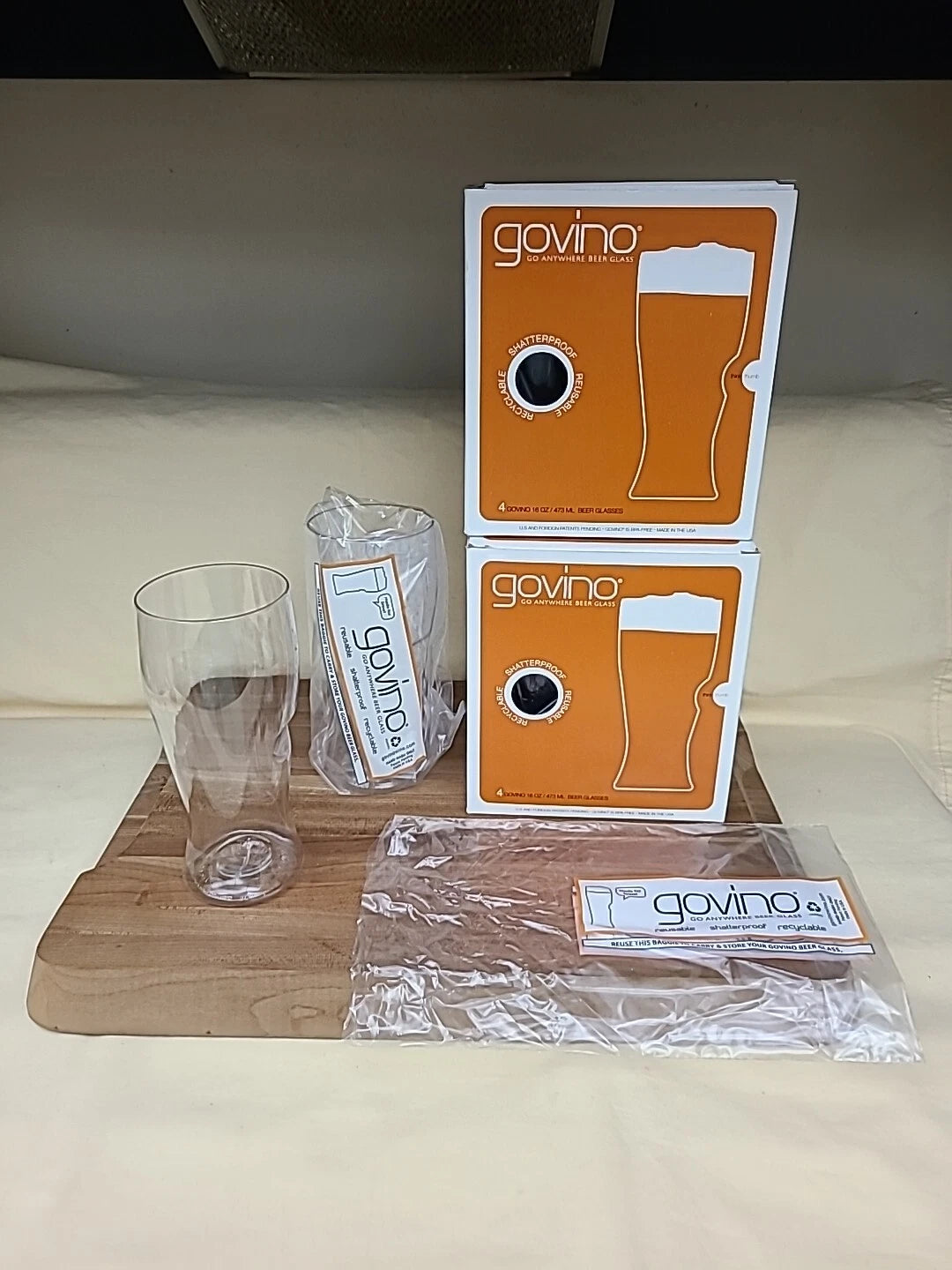 Govino Go Anywhere Beer Glasses 2 Boxes of 4 Reusable Shatterproof Recyclable | eBay