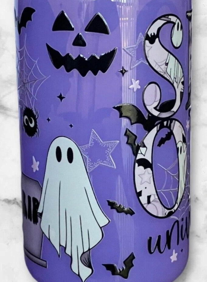 Purple Spooky Halloween 16oz Opaque Jelly Acrylic Can Tumbler w/ Plastic Lid | eBay