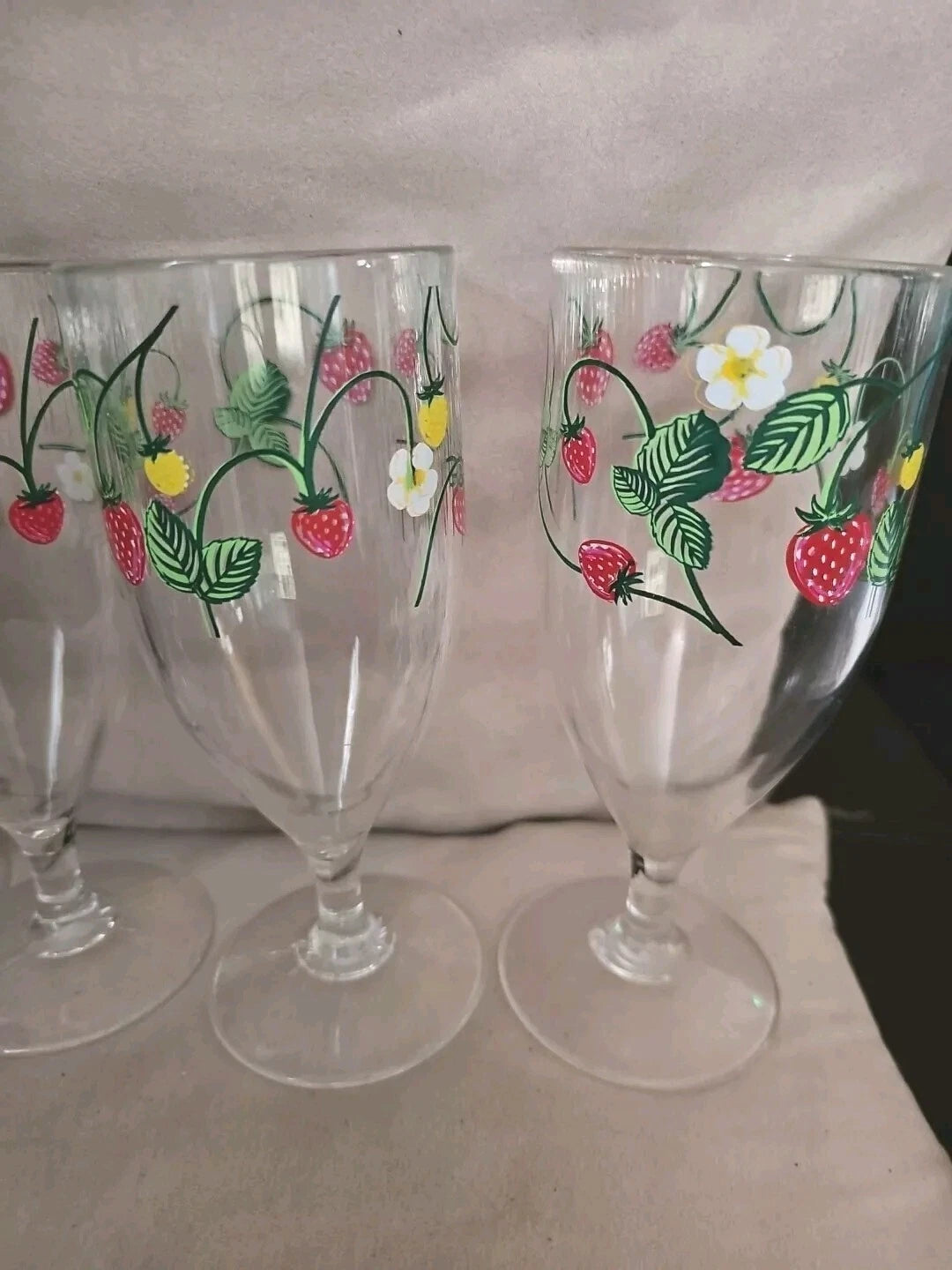 Hand Painted Strawberries Plastic Wine Goblets Set Of 4 | eBay