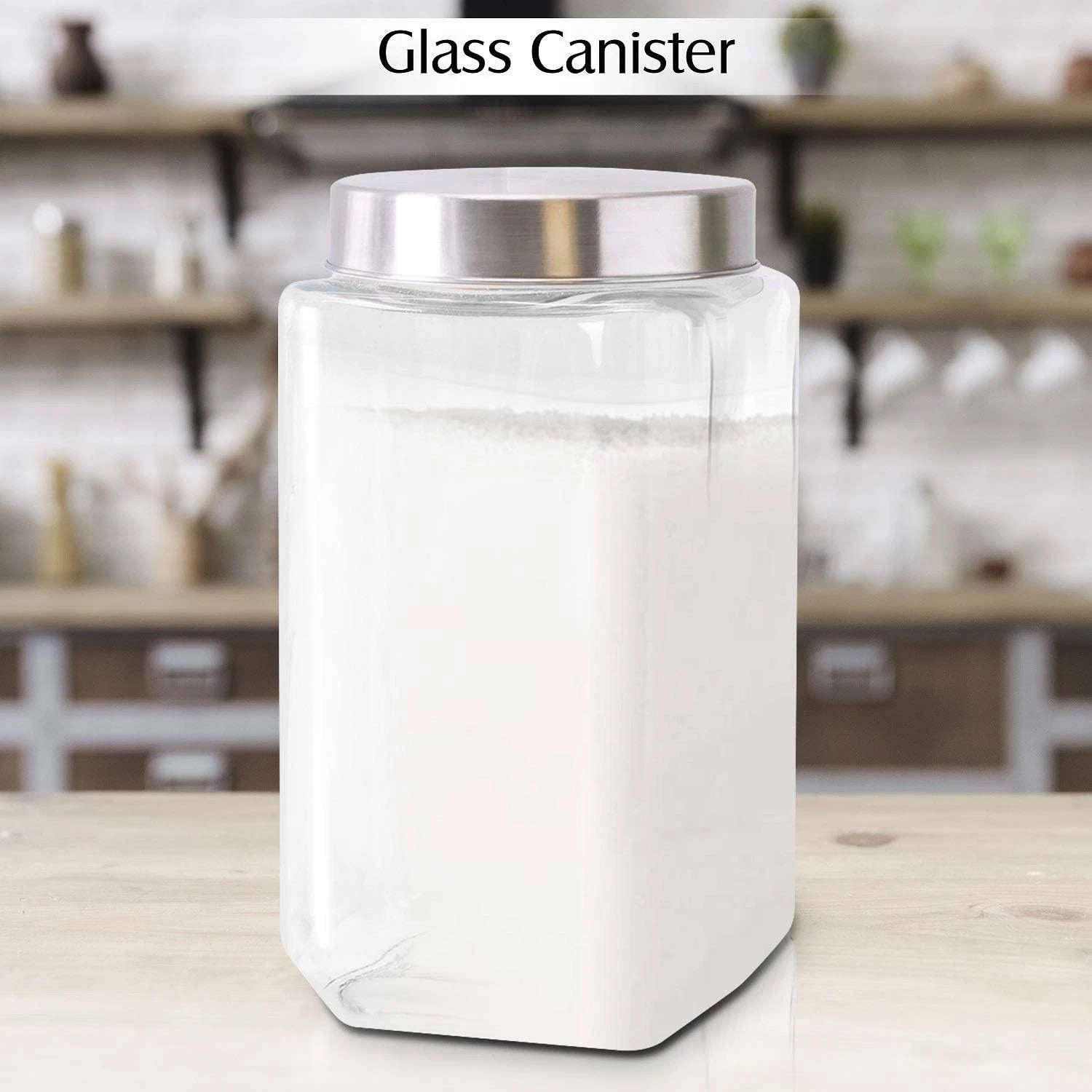 Glass Canisters for Kitchen – Set of 3 Large Food Storage 70oz, Square | eBay