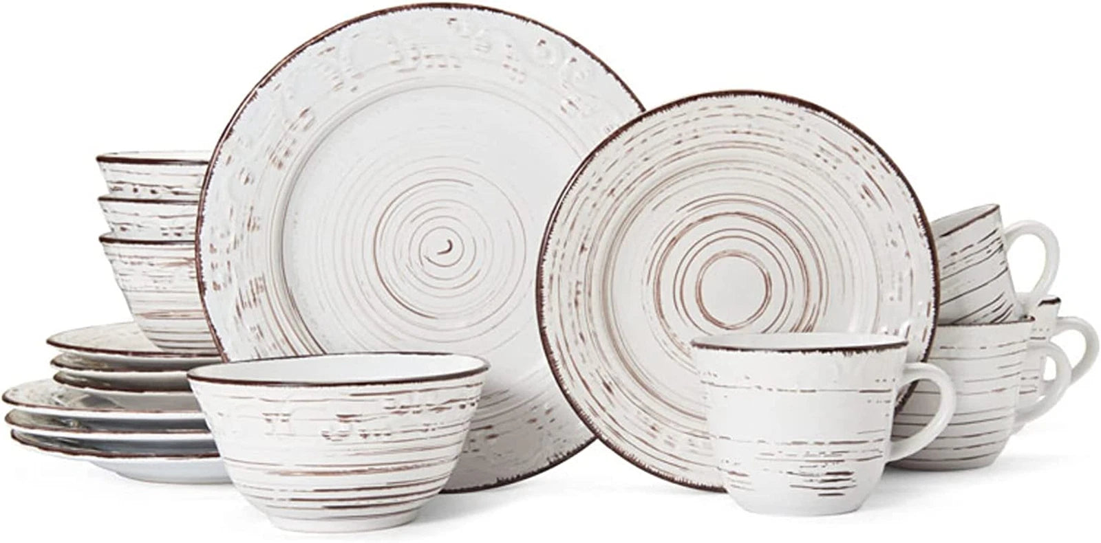 Trellis White 16-Piece Dinnerware Set, Service for 4, Distressed White | eBay
