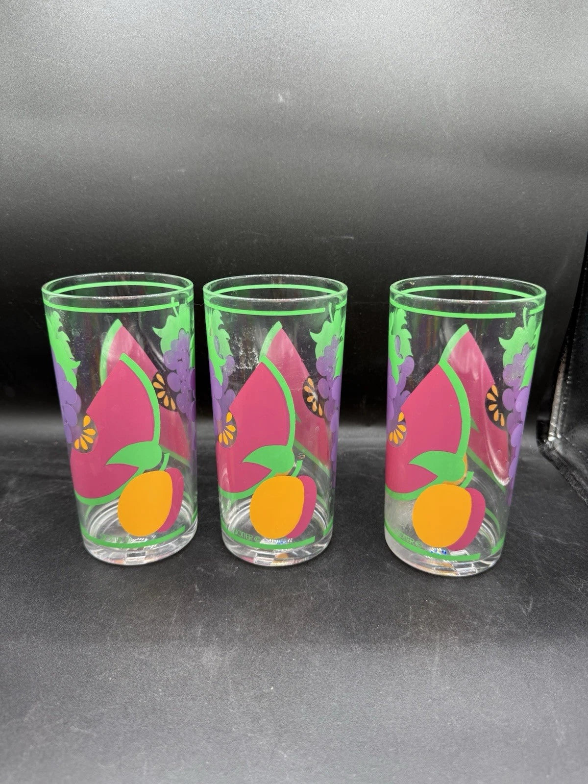 Set of 6 Stotter Mid-Century Plastic Fruit Glasses Vintage 16oz 60s Style MCM | eBay