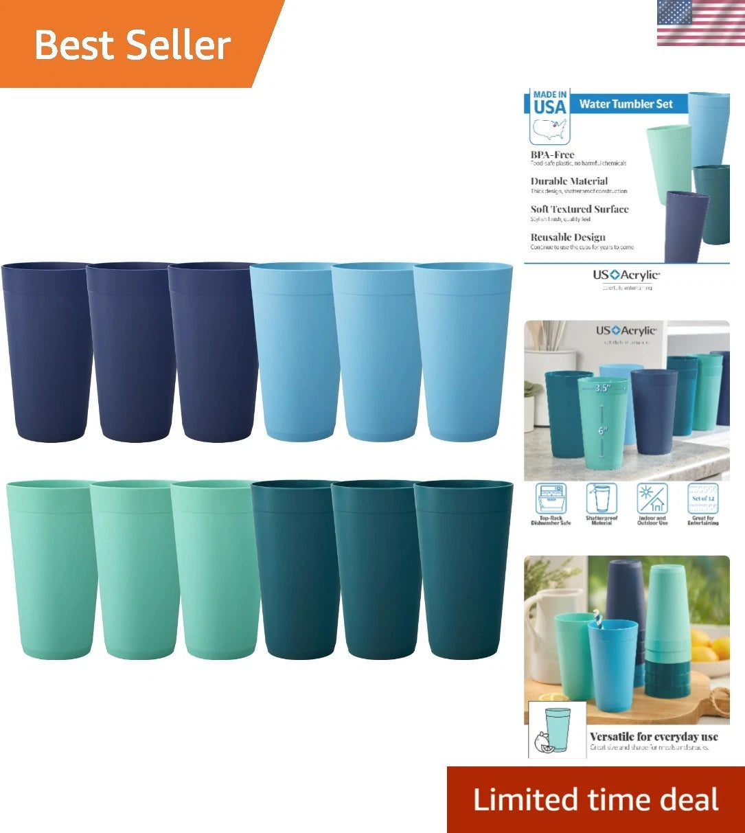 Elegant 20oz Coastal Water Tumblers – Unbreakable Plastic Set of 12 for Parties | eBay