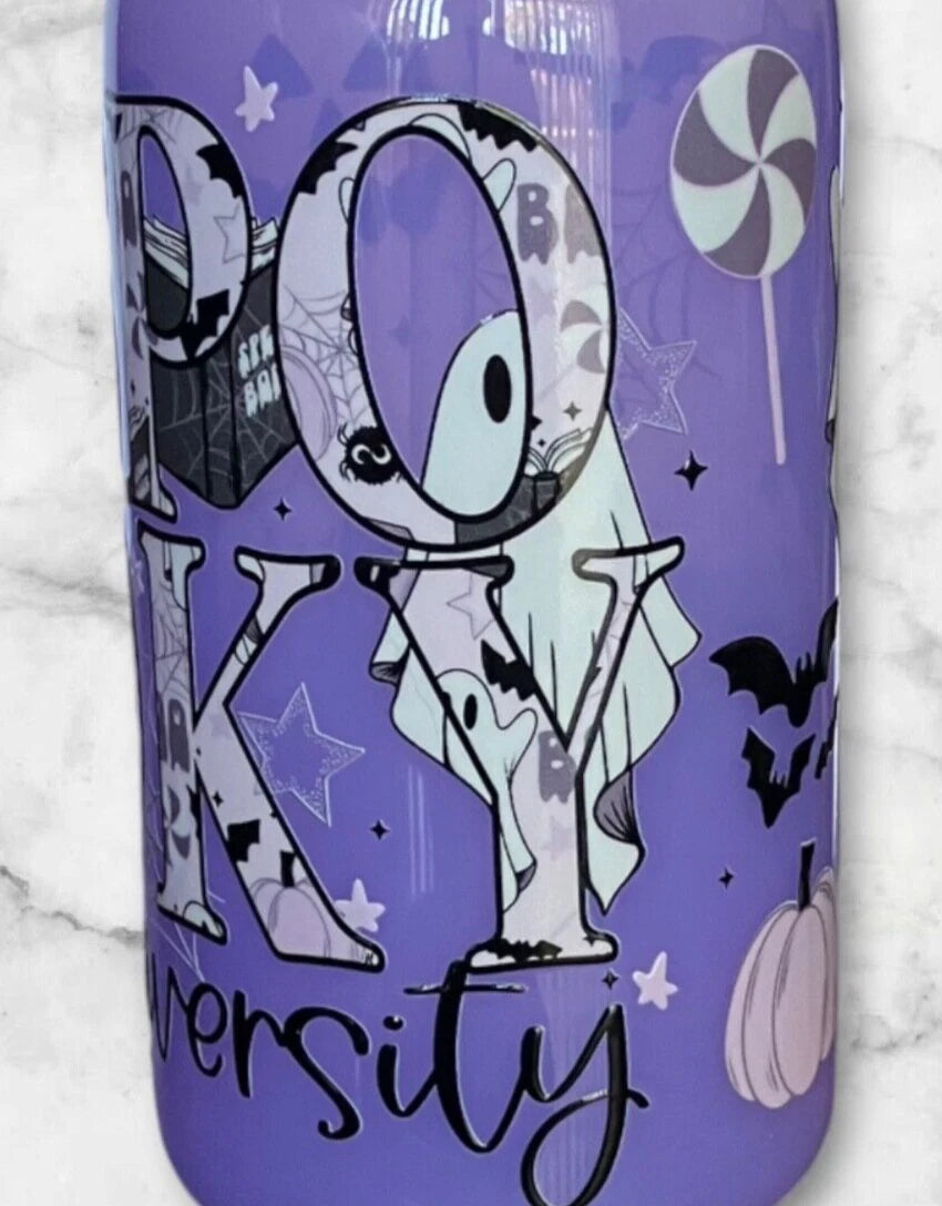Purple Spooky Halloween 16oz Opaque Jelly Acrylic Can Tumbler w/ Plastic Lid | eBay