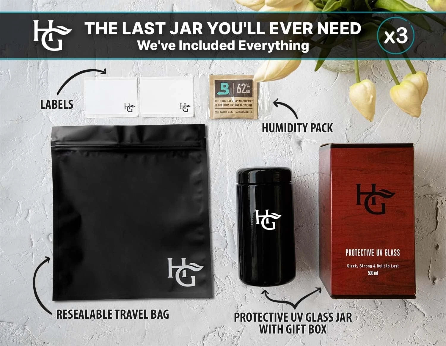 Durable Round Airtight Jar Set with UV Glass - Stylish Storage Solution | eBay