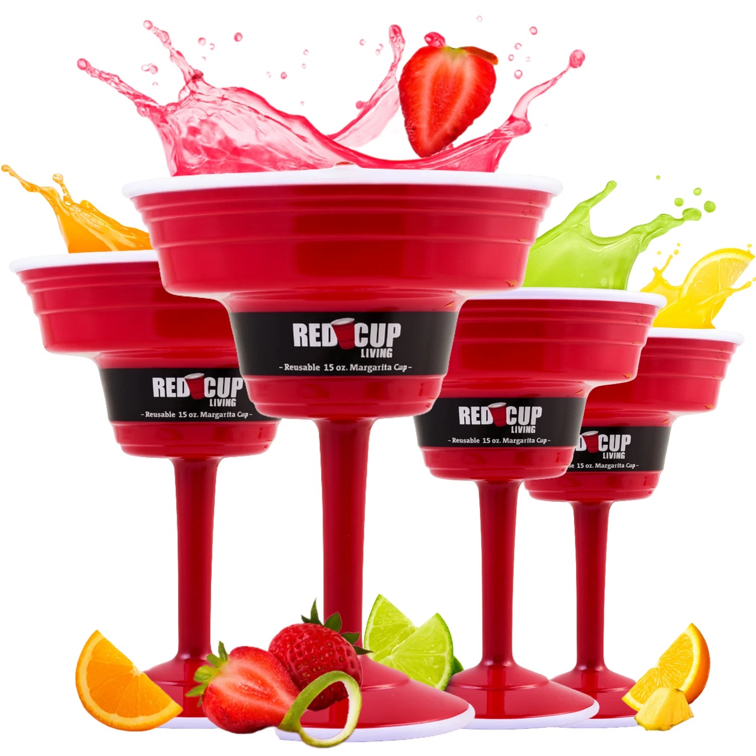 Reusable Red Plastic Margarita Glass with Stem, 15oz, Sturdy Drinking Glasses | eBay