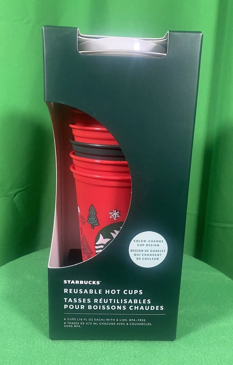 Starbucks 2022 Holiday Color Changing Reusable Hot Cups 6-Pack 16oz NIB | eBay