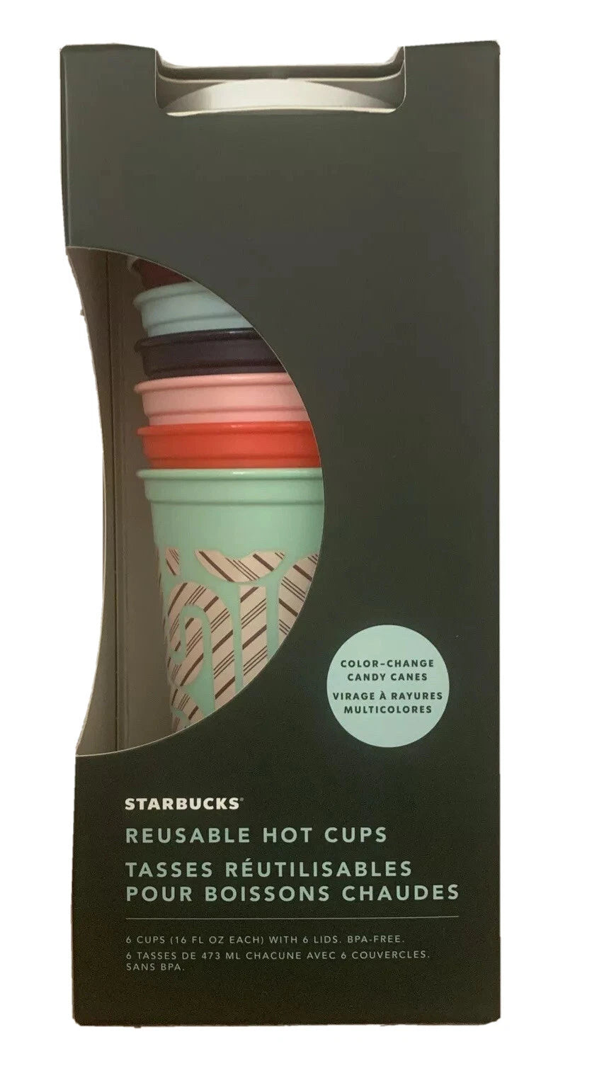 STARBUCKS Reusable 6 Color Changing Hot Drink Cups Christmas Candy Cane NIB 2020 | eBay