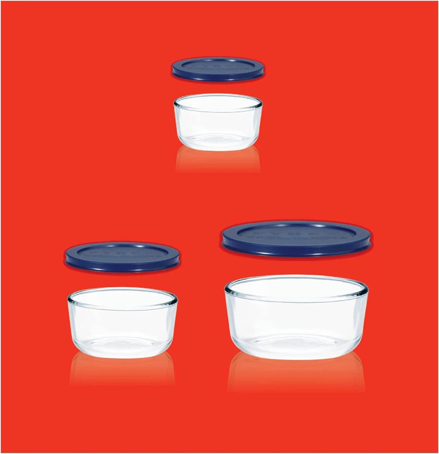 Pyrex Simply Store 3-Pack (2, 4 & 7 Cup) Large Round Glass Food Storage Blue | eBay