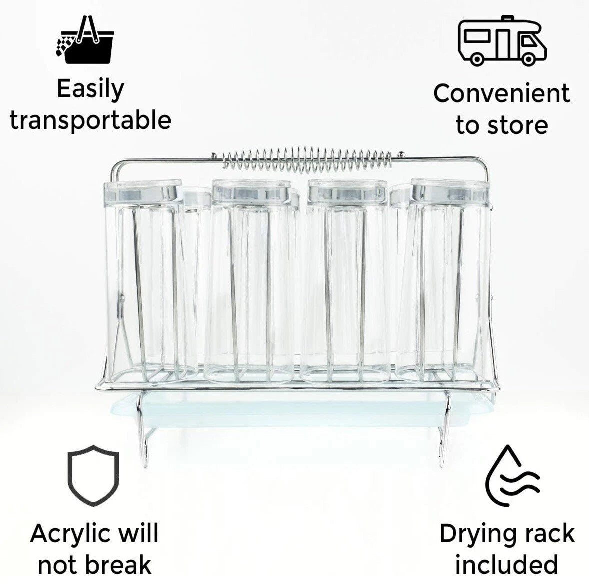 Pike Ridge Acrylic Drinking Cups - Set of 8 Includes Stainless Drink Caddy | eBay