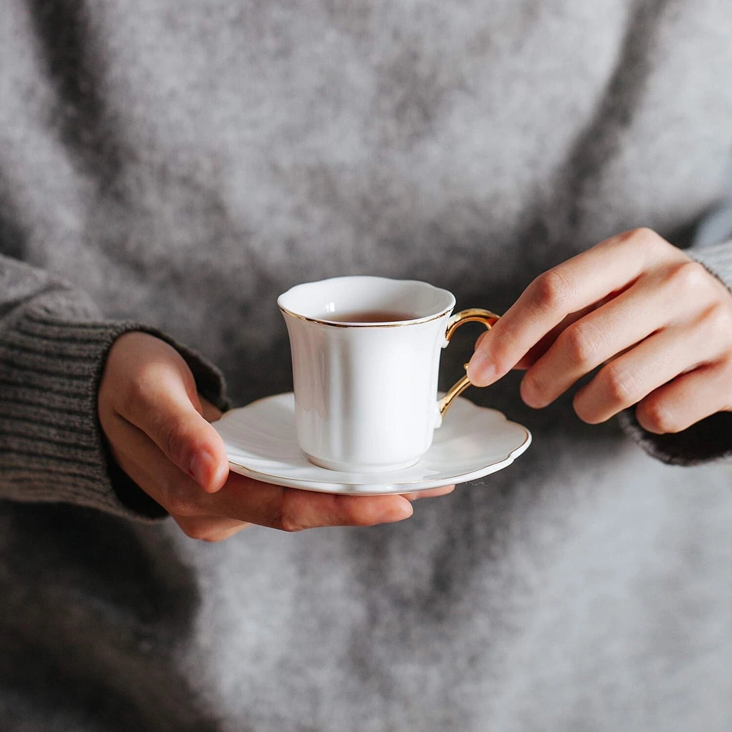 Glamorous Gold Trimmed Espresso Cups in Gift Box - Set of 6 for Celebrations | eBay