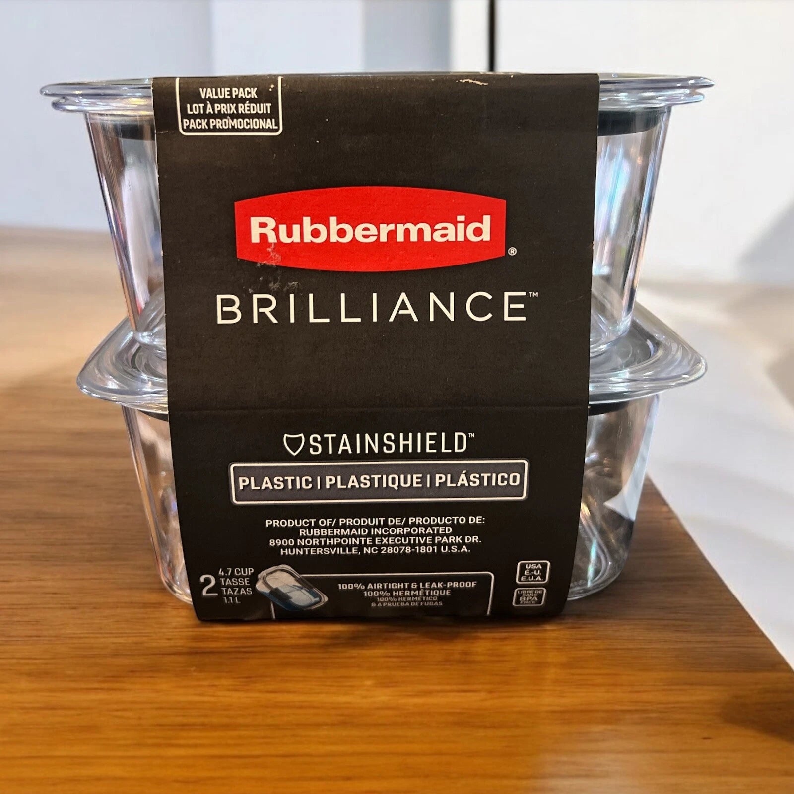 Rubbermaid Brilliance 4.7 Cup Medium Stain-Proof Food Storage Container Set of 2 | eBay