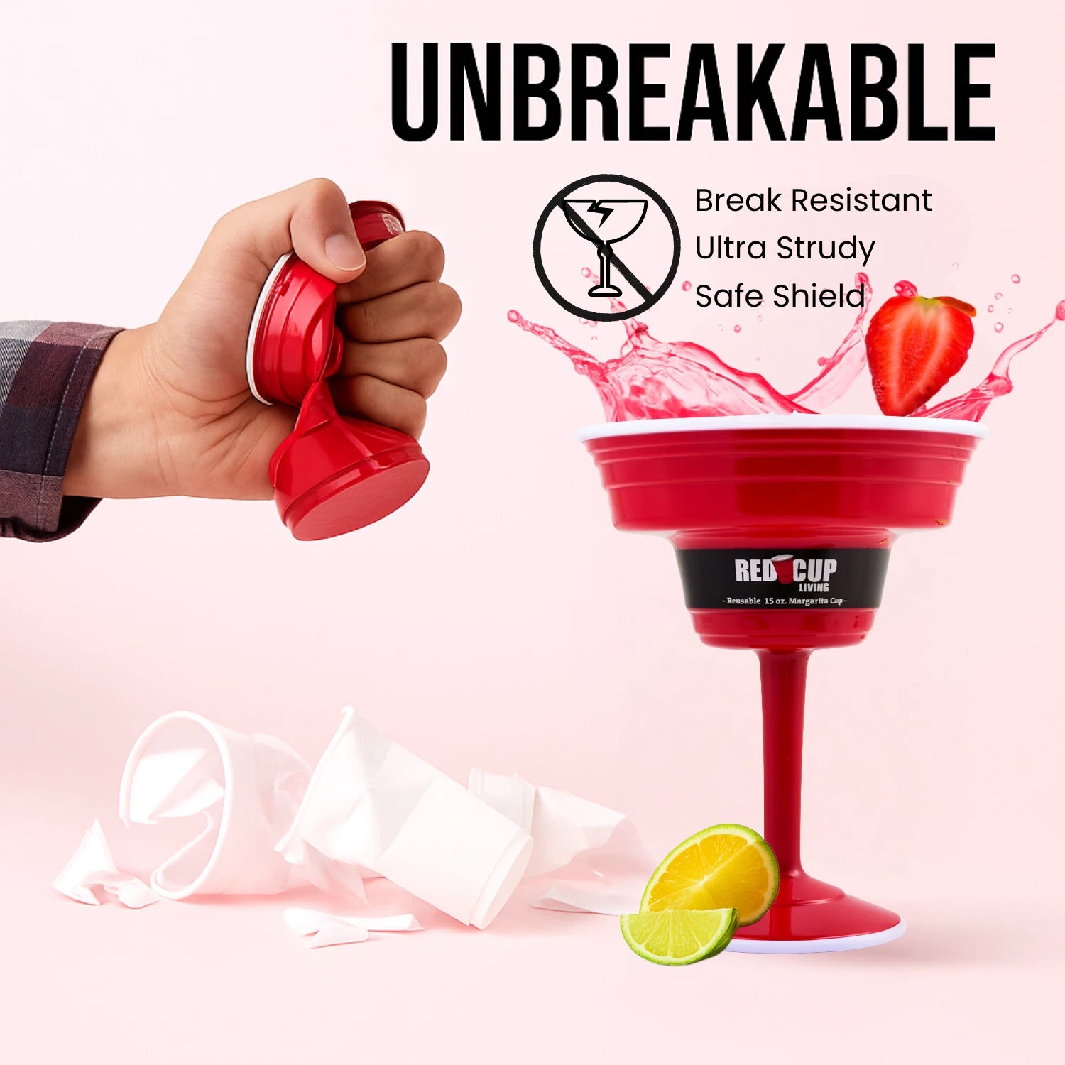 Reusable Red Plastic Margarita Glass with Stem, 15oz, Sturdy Drinking Glasses | eBay