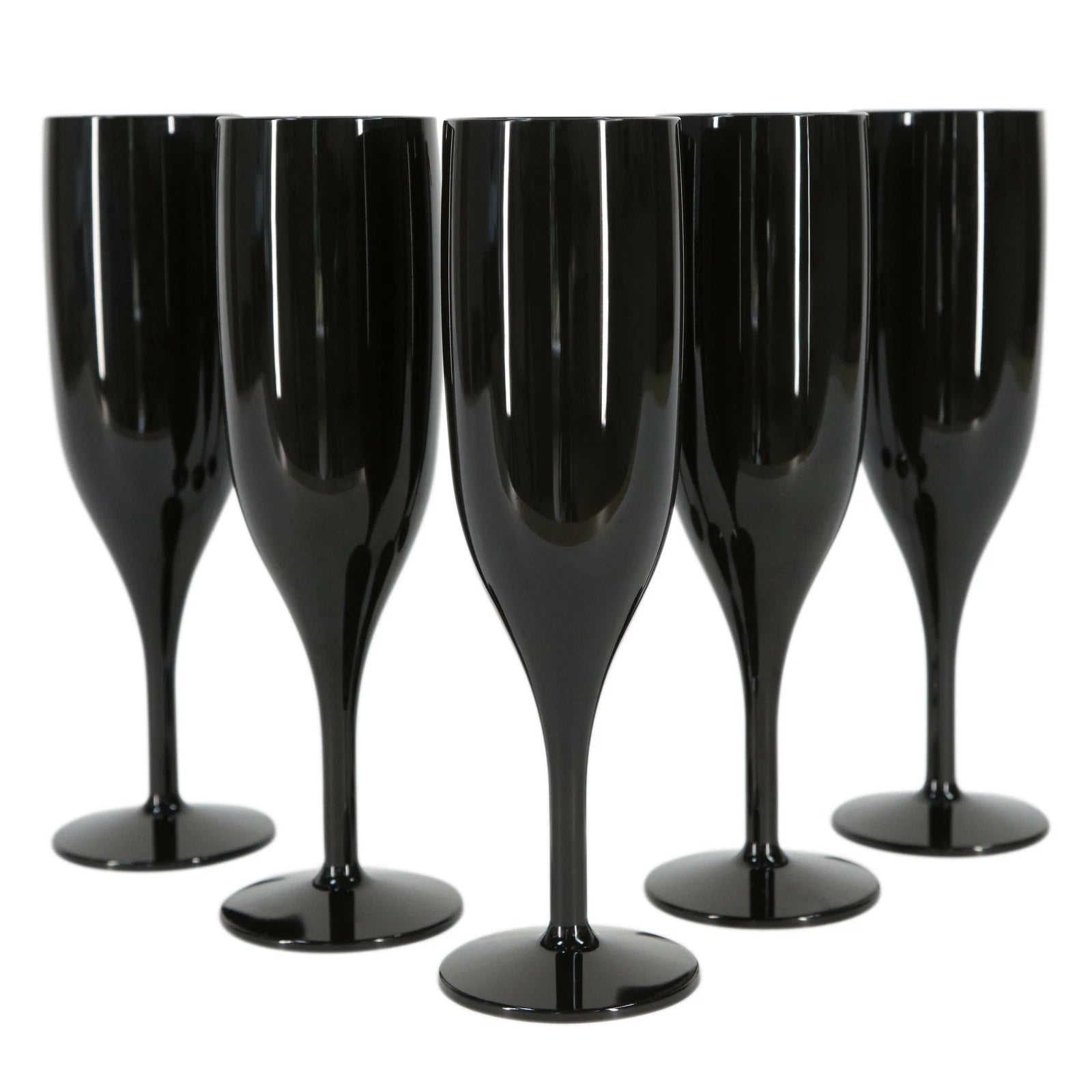 6 x Black Champagne Flutes Reusable 175ml Prosecco Glasses Plastic Washable | eBay