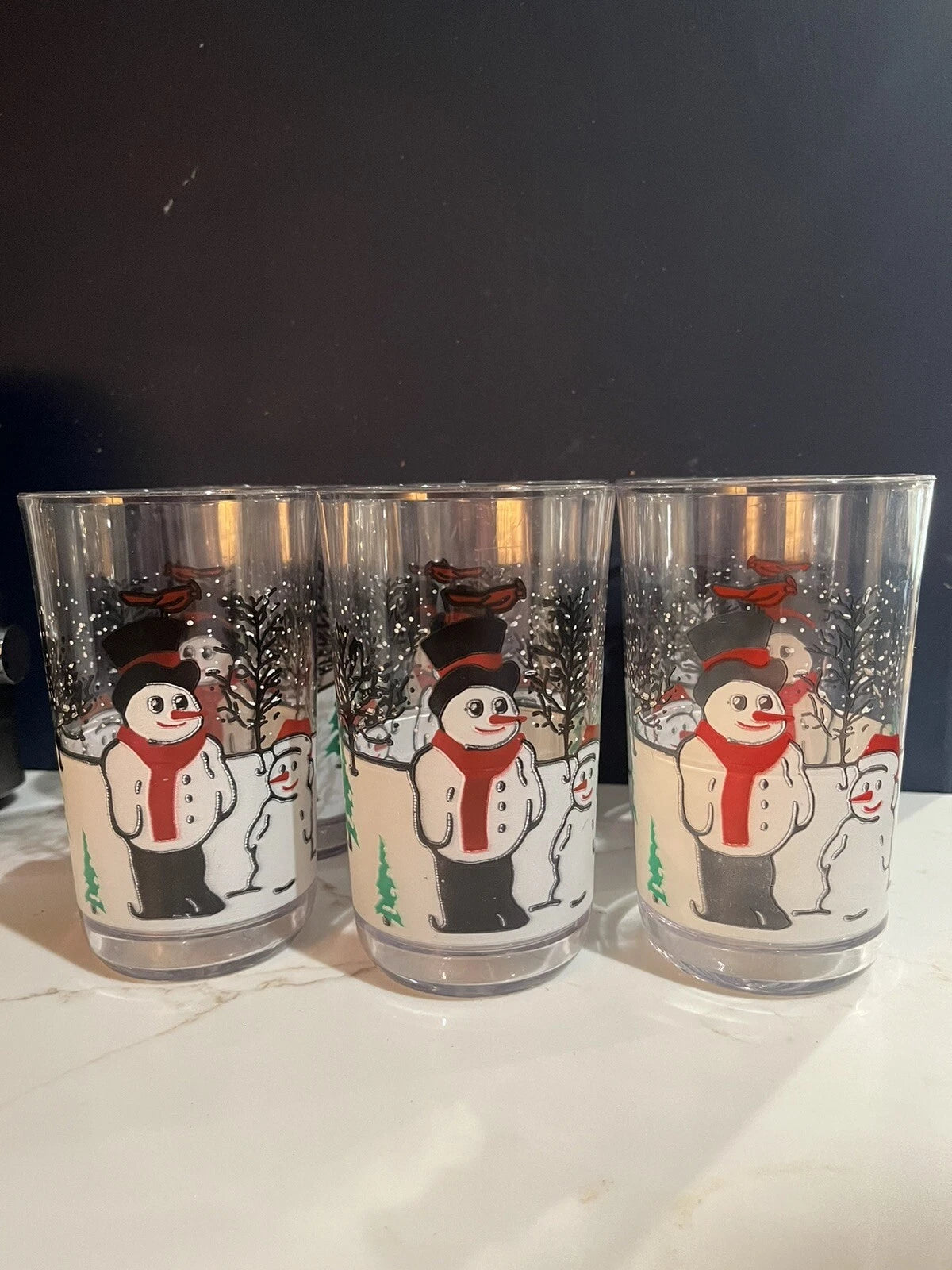 Christmas Cups Snowman Set Of 6, Lightly Used Christmas Drink ware | eBay