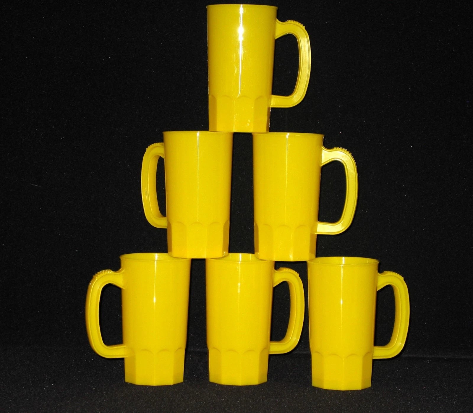 6 Large Yellow 22 Oz Beer Mugs Made USA Lead Free Beer Steins Tops in Quality | eBay