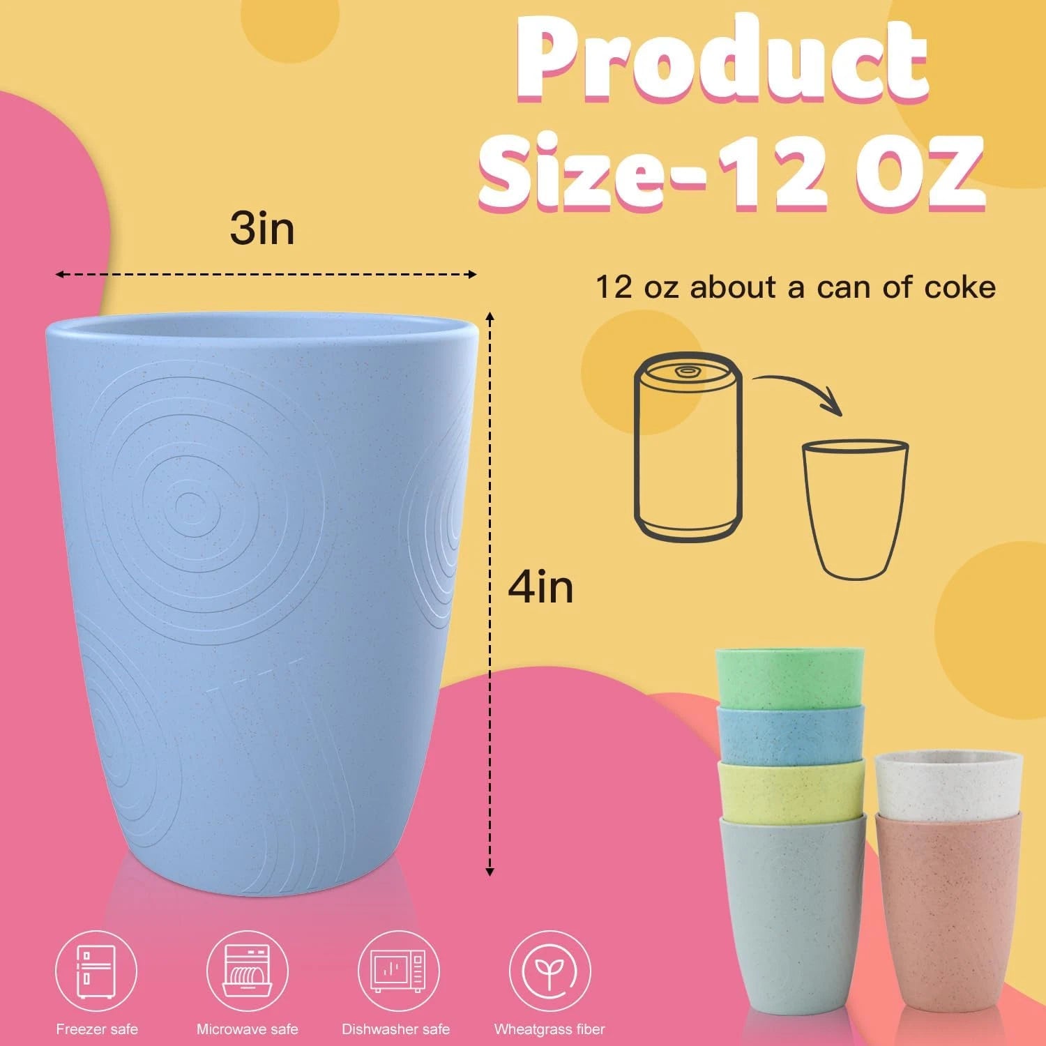 Homienly Wheat Straw Cups Reusable Drinking Glasses- Set of 6 Alternative to Pla | eBay