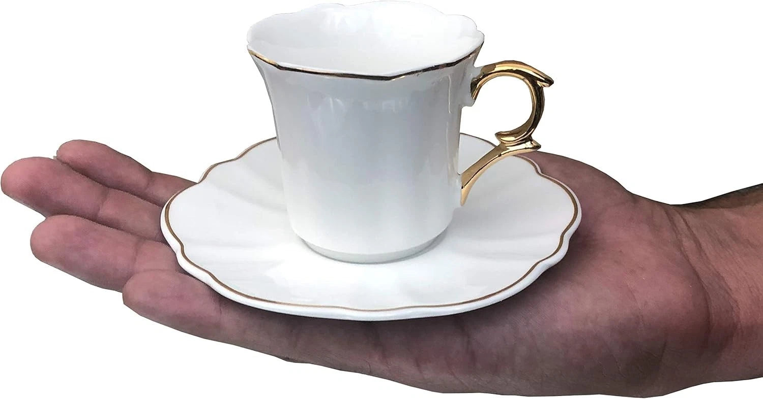 Elegant Gold Trim Porcelain Espresso Cups Set of 6 - Dishwasher Safe Design | eBay