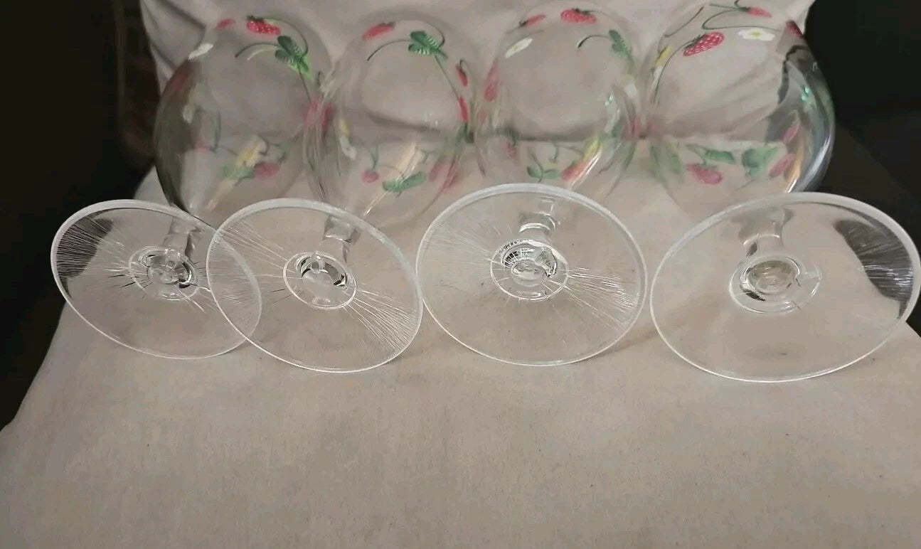 Hand Painted Strawberries Plastic Wine Goblets Set Of 4 | eBay
