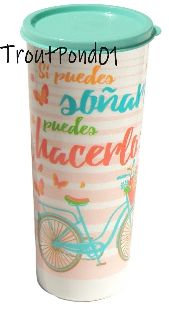 Tupperware Tumblers 16 Ounce Set of 4 Bike Bicycle Design Lids Airtight Seals | eBay
