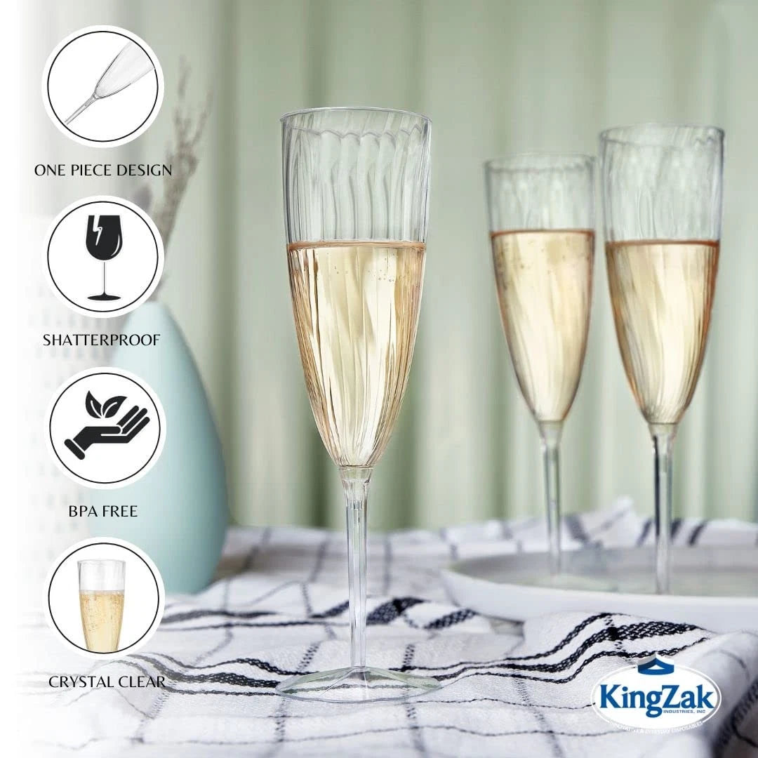 96 Count Premium 6 oz. Clear Plastic Champagne Flutes | Elegant Disposable | eBay