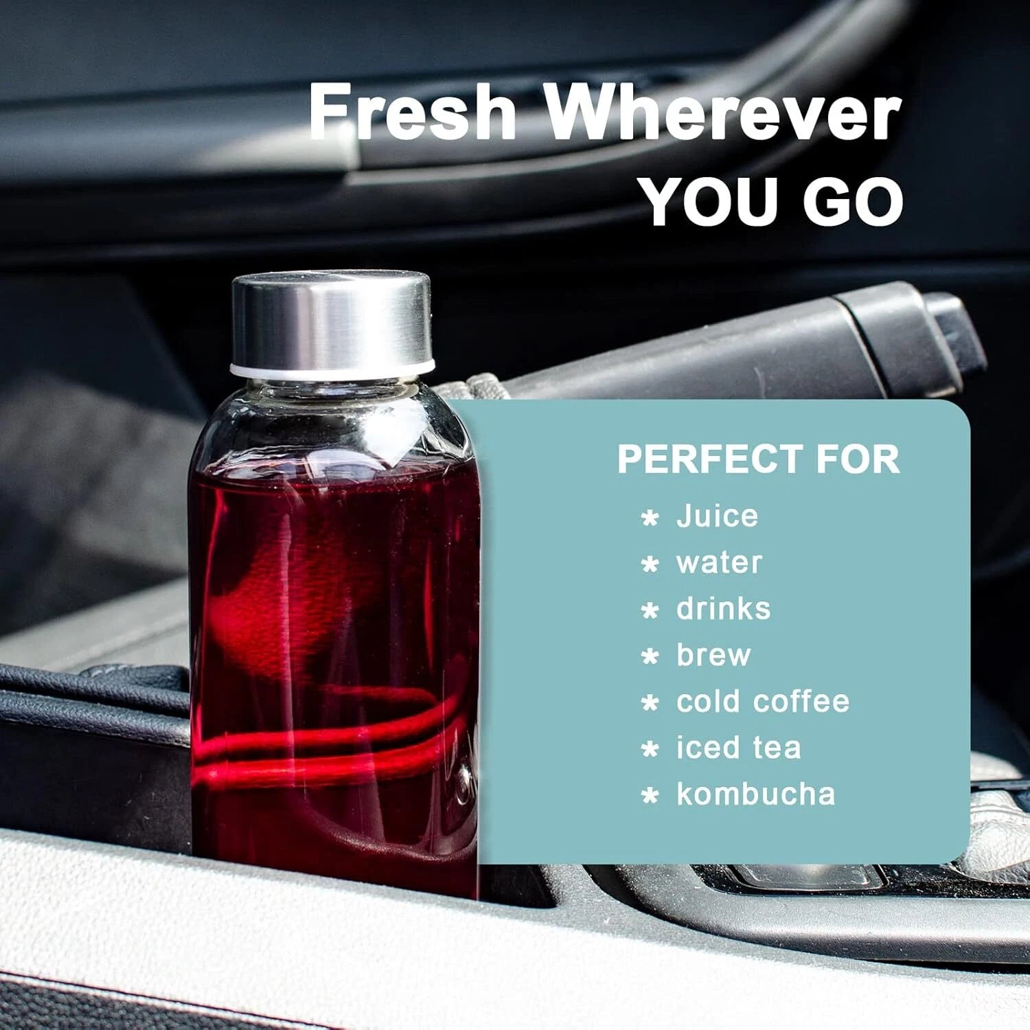 Set of 6 Clear Glass Bottles - 18oz Reusable, Leak-Proof, BPA-Free with Lids | eBay