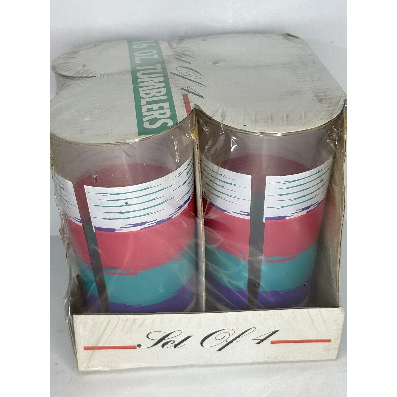 NWT Vintage Summer Set of 4 Hi-Ball Tumblers 16 oz Retro Acrylic Cup 90s? | eBay