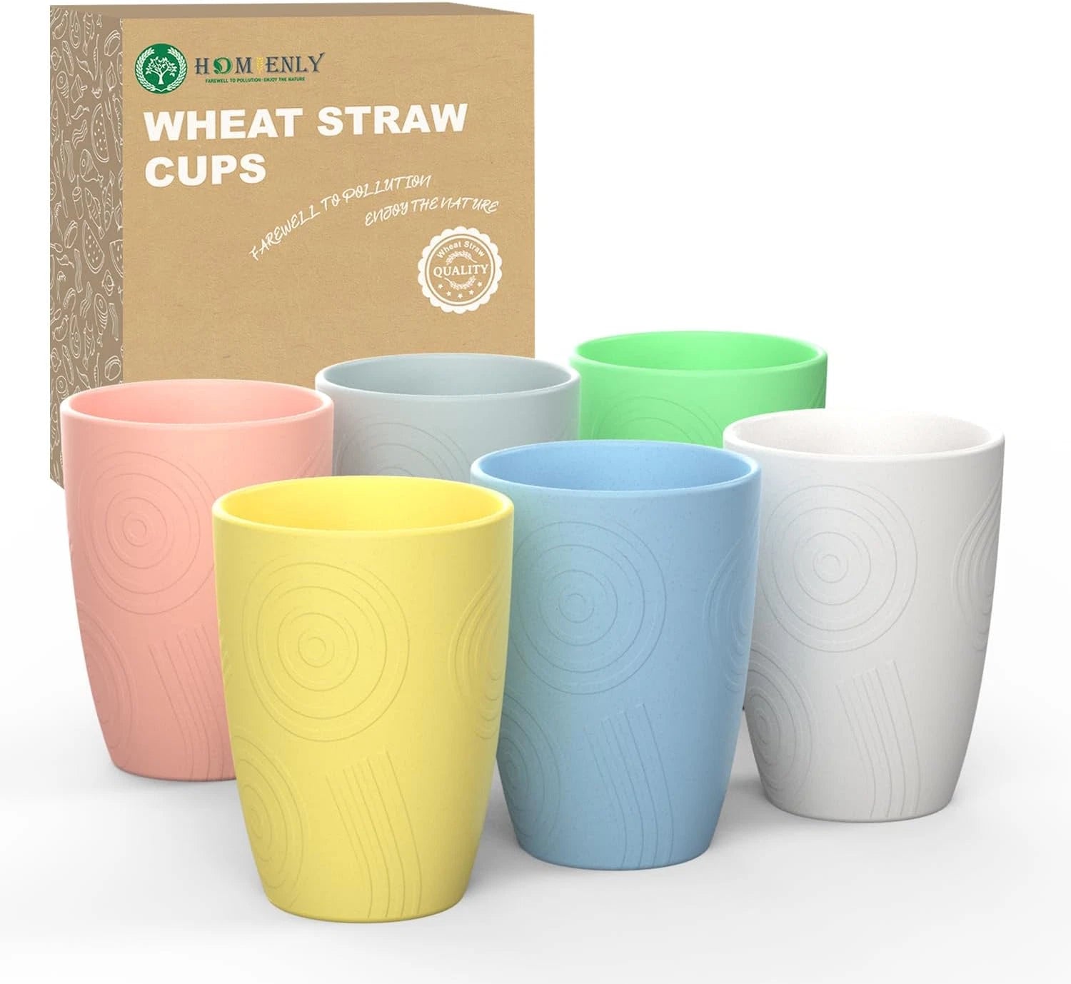 Homienly Wheat Straw Cups Reusable Drinking Glasses- Set of 6 Alternative to Pla | eBay