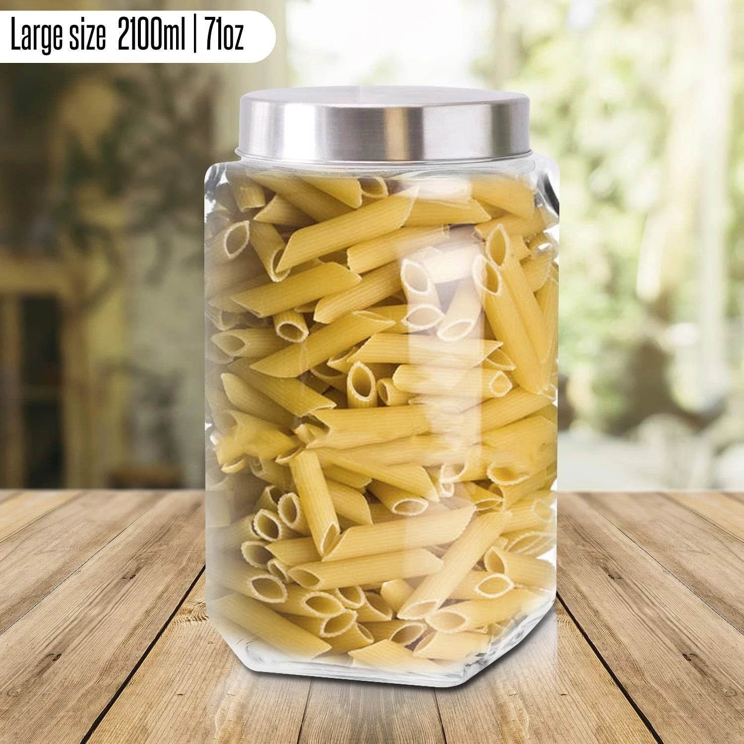 Glass Canisters for Kitchen – Set of 3 Large Food Storage 70oz, Square | eBay